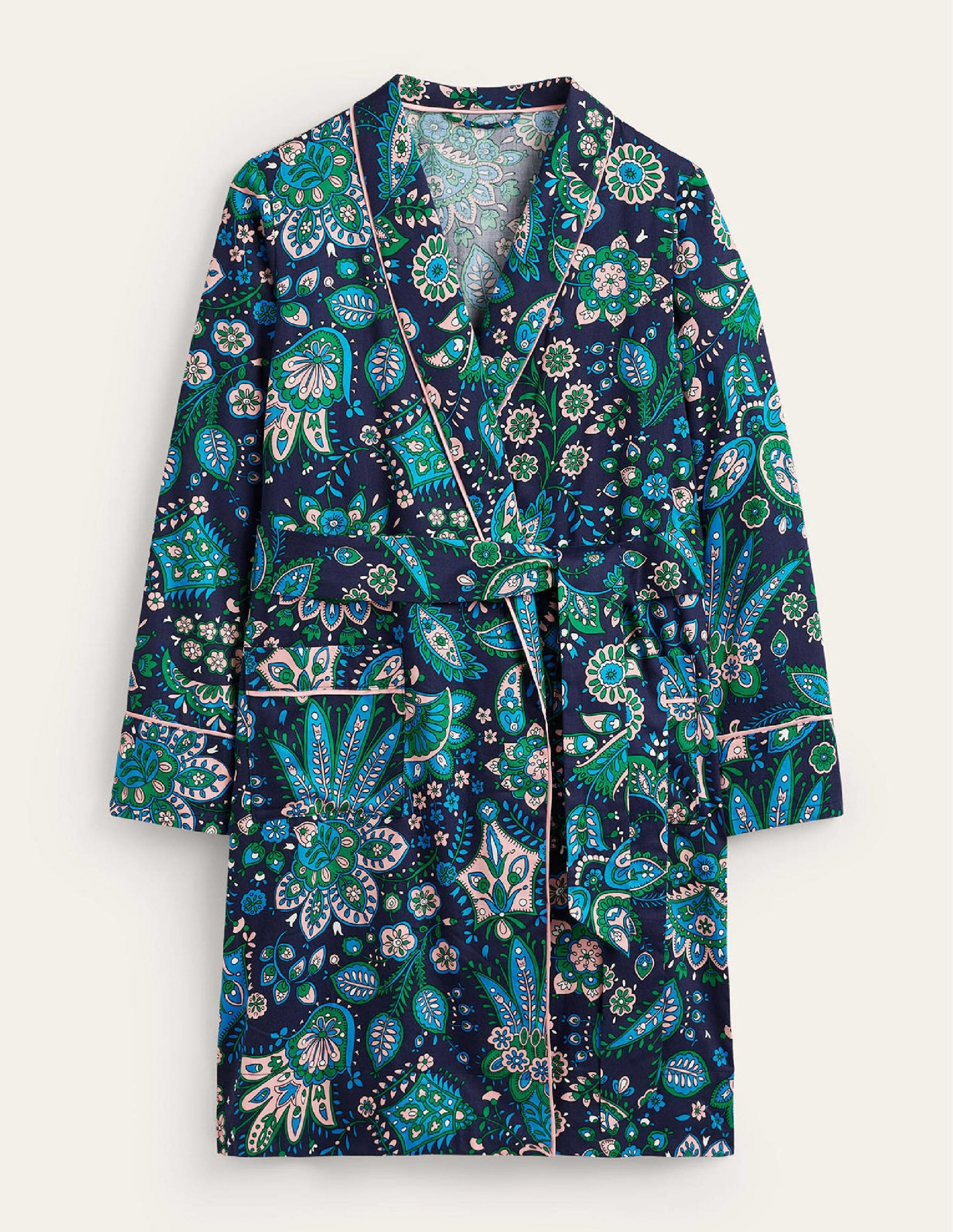 Robe de chambre en satinette de coton-Multi, motif Azalea Bloom-5