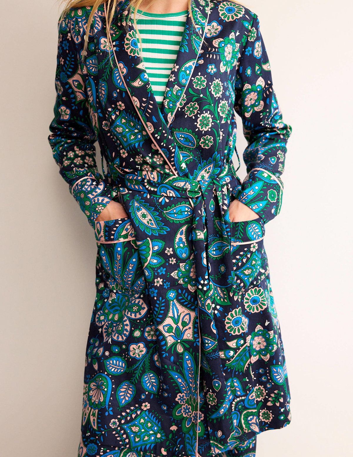Robe de chambre en satinette de coton-Multi, motif Azalea Bloom - Image 2