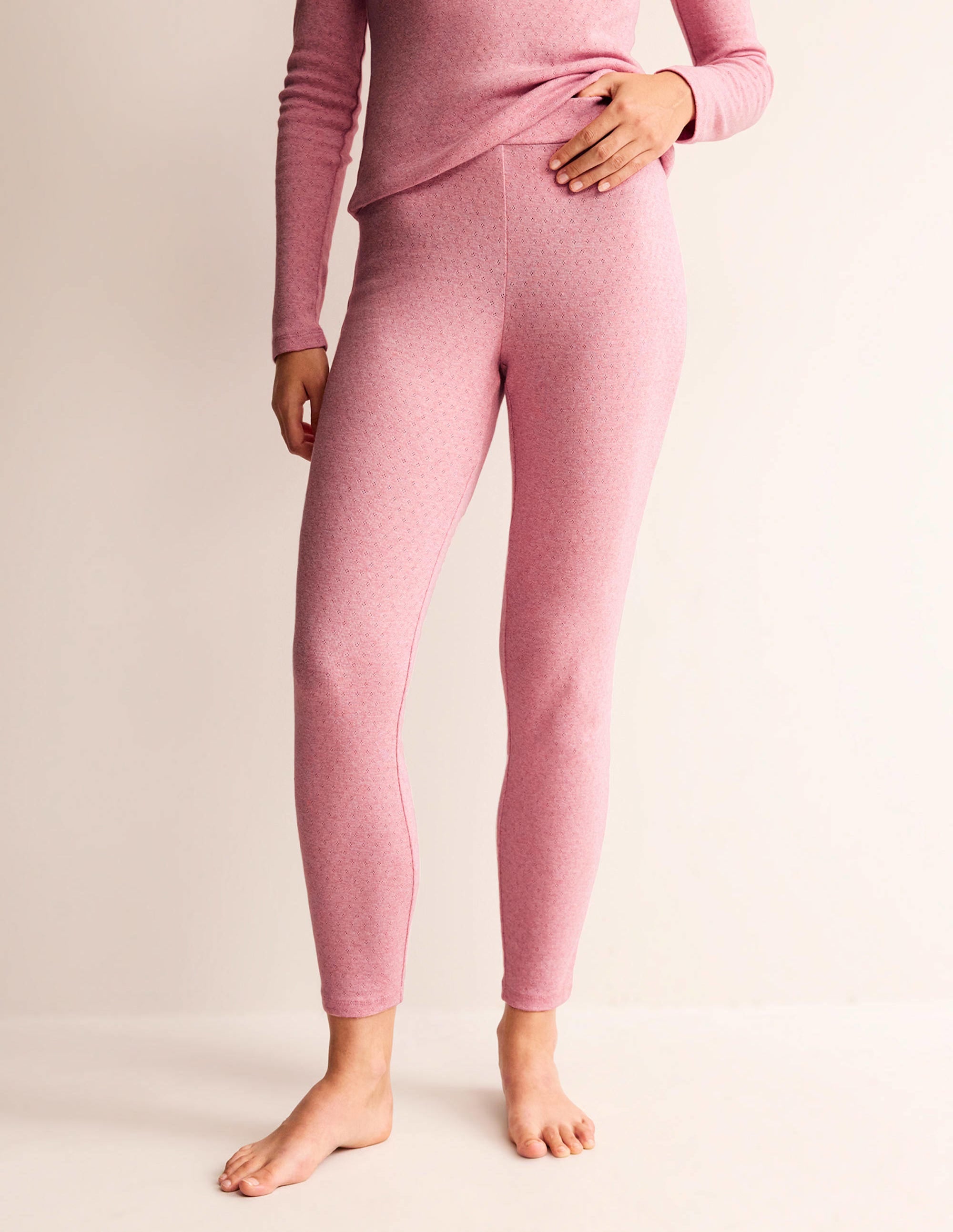 Pyjama-Leggings aus Jersey-Hellrosa Meliert - Image 4