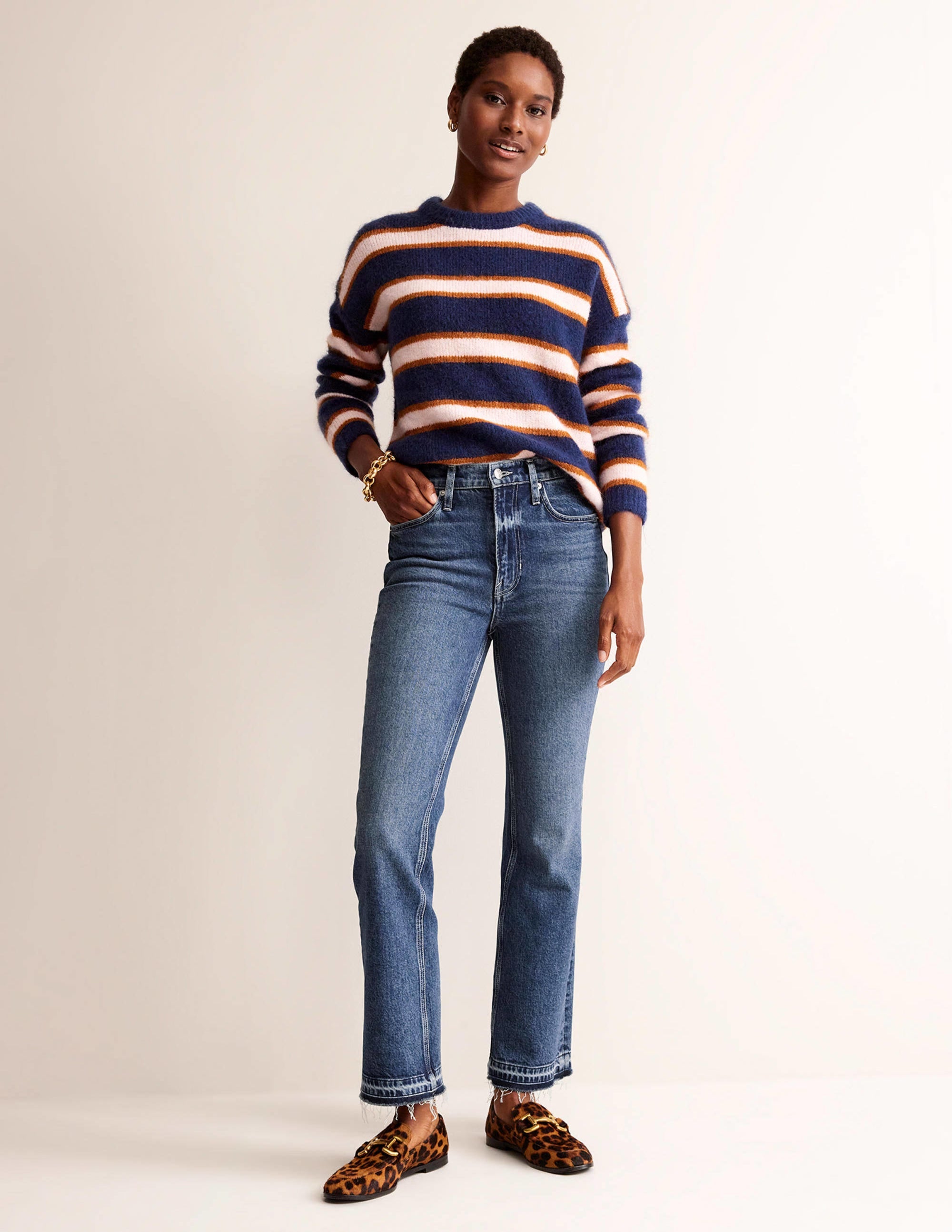Mittelhohe Jeans mit Schlag-Dunkles Vintageblau - Image 1