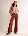 Pantalon large en velours côtelé-Rouge chêne