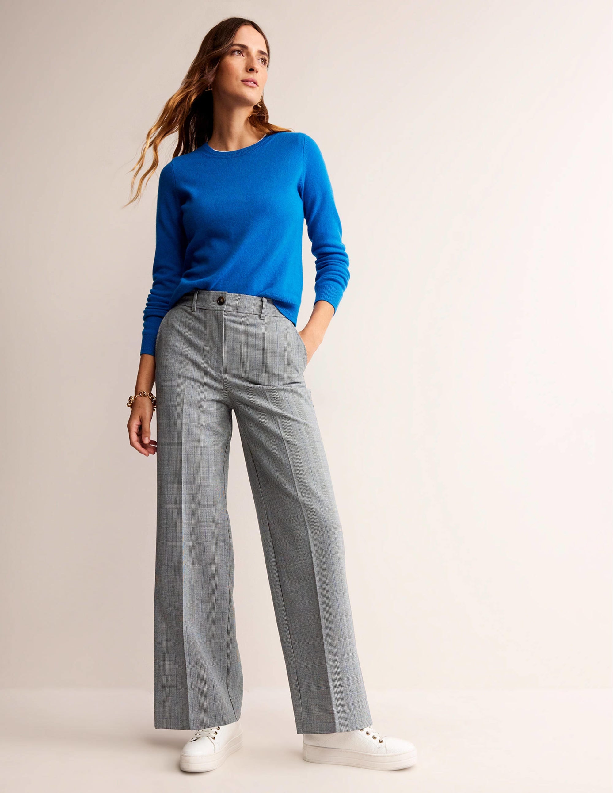 Westbourne Hose aus Wolltwill-Naturweiß, Anthrazit und Blau-Pulver - Image 1