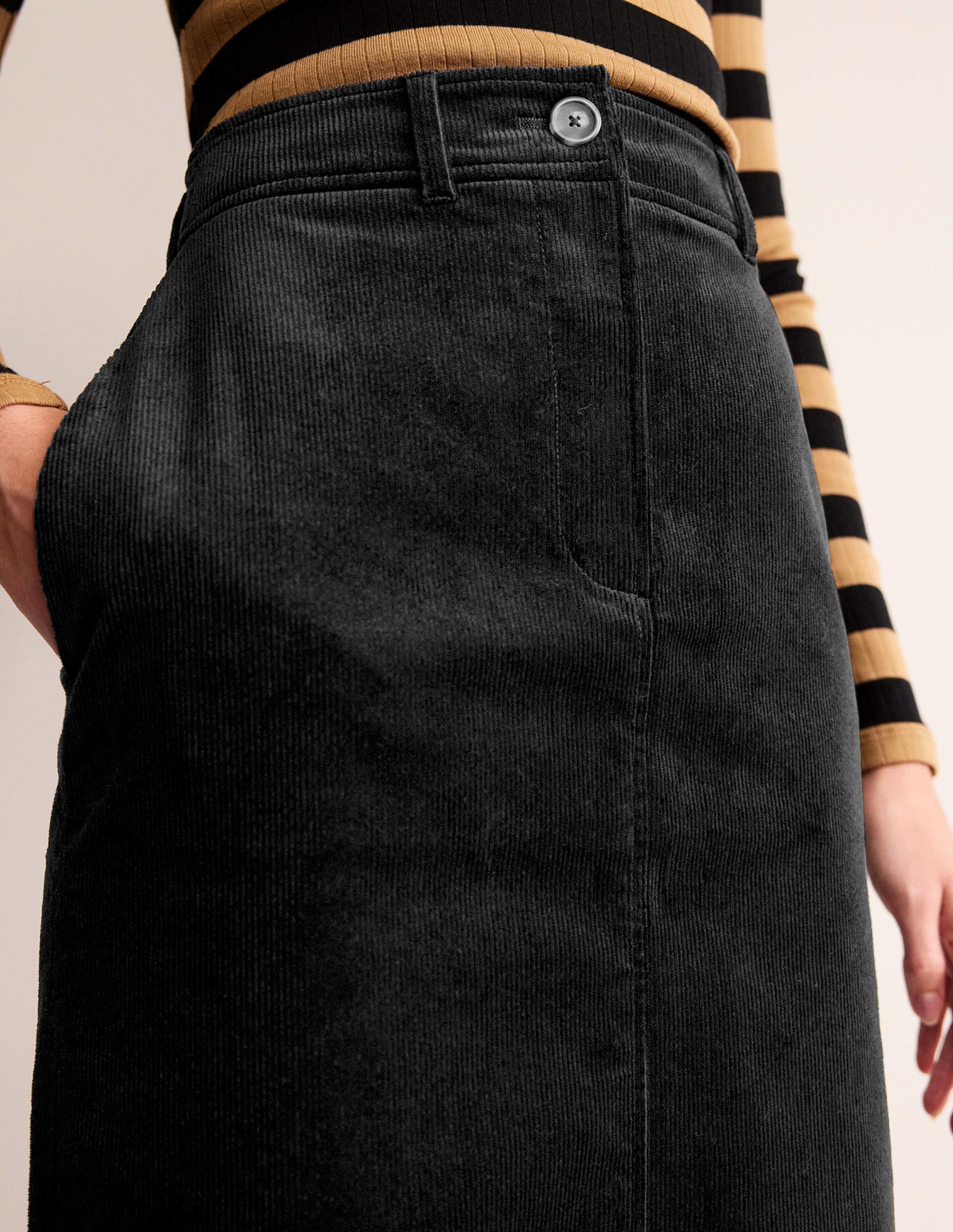 Margot Cord Midi Skirt-Black - Image 2