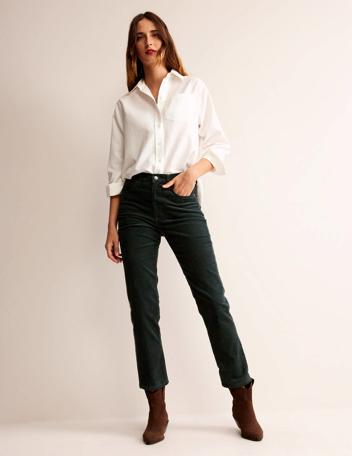 Schmal geschnittene Cord-Jeans mit 5 Taschen-Chatsworth-Grün-1