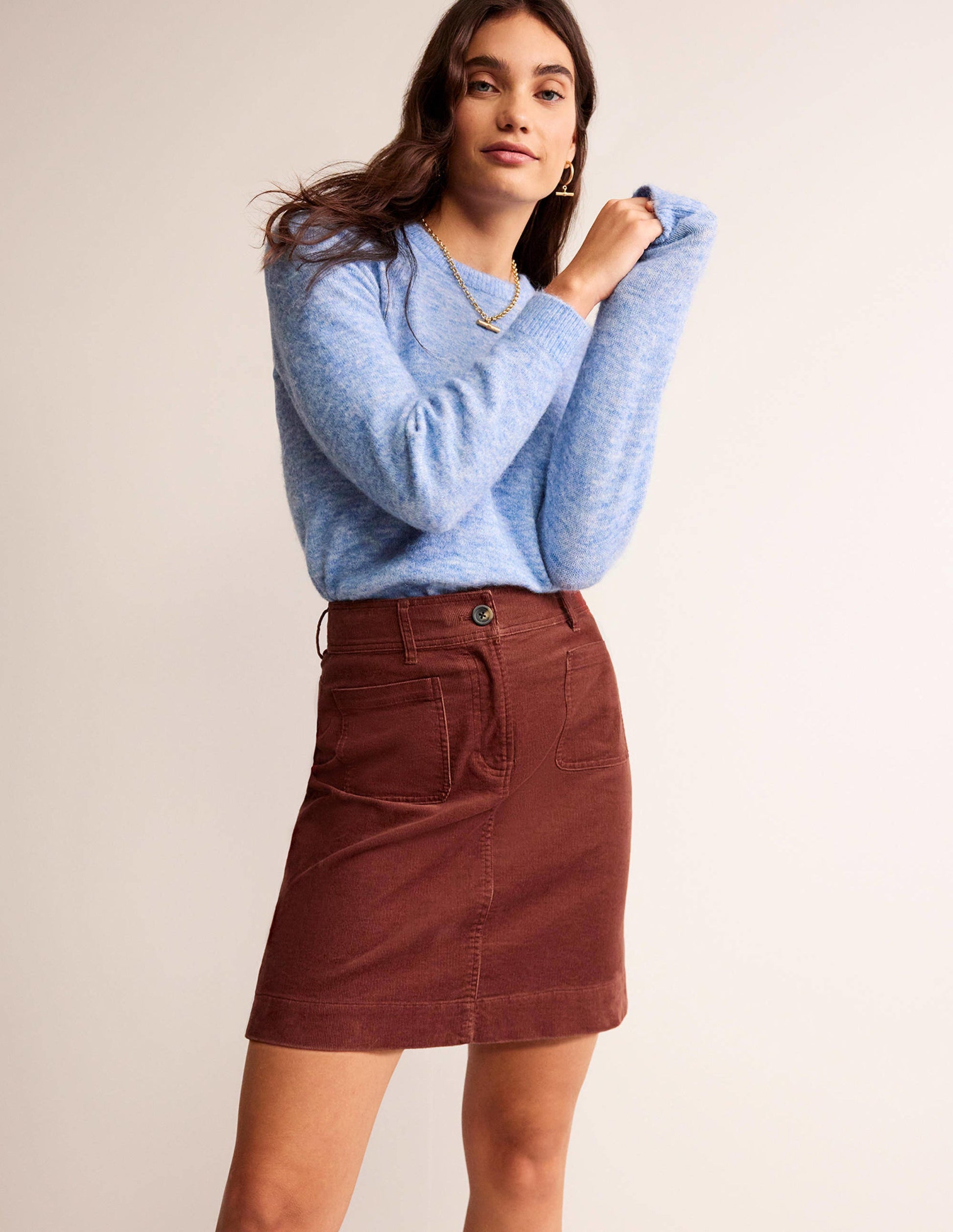 Estella Cord Skirt-Red Oak-1