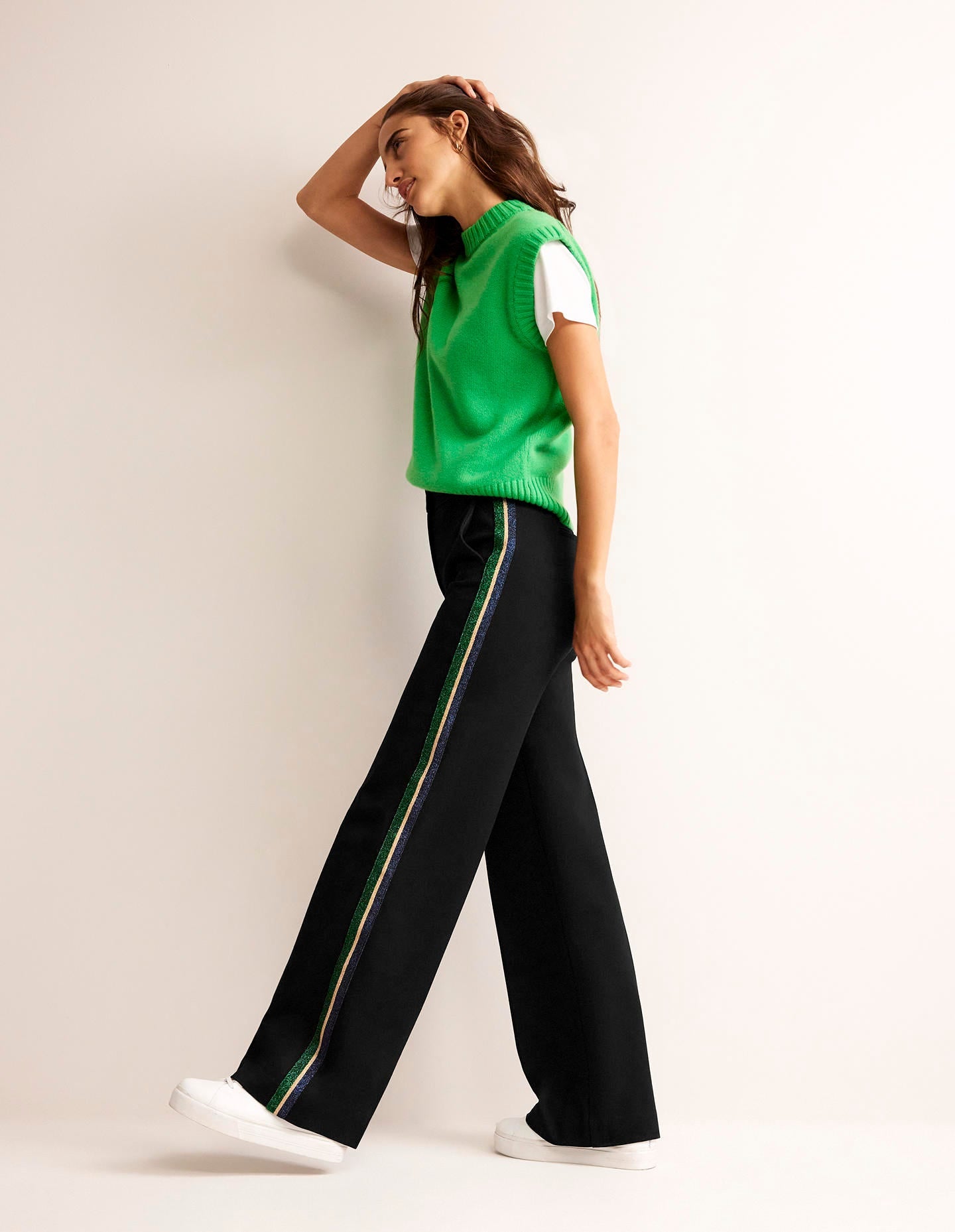 Westbourne Ponté-Hose-Schwarz mit Metallic-Streifen - Image 1