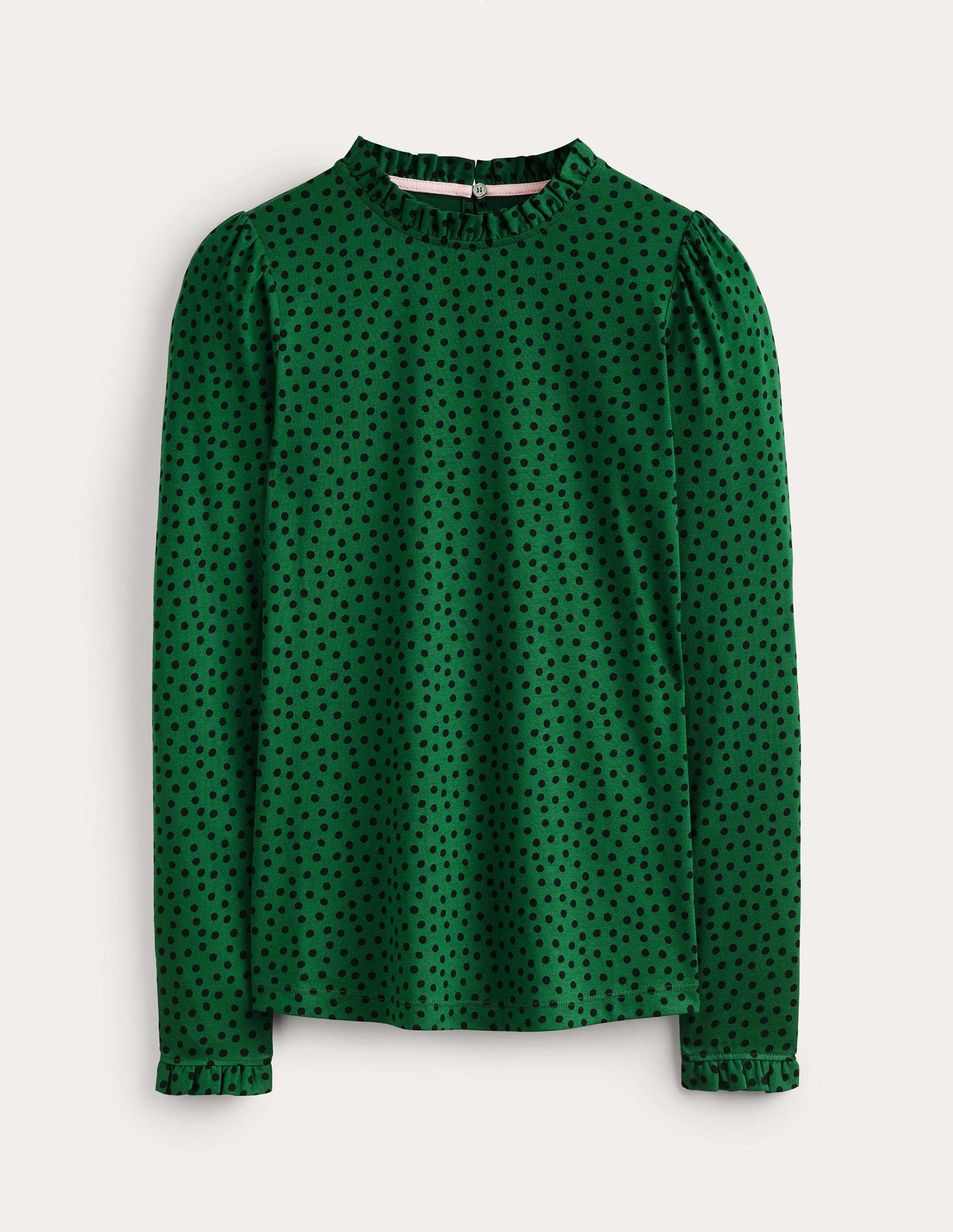 Top volanté ultra-doux-Vert amazonien, pois abstraits-4