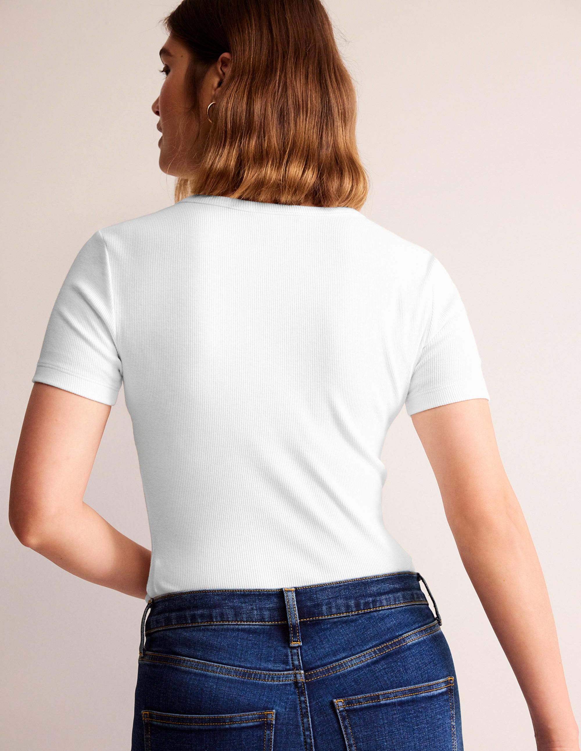 T-Shirt aus Baumwoll-Rippstrick-Weiß - Image 3