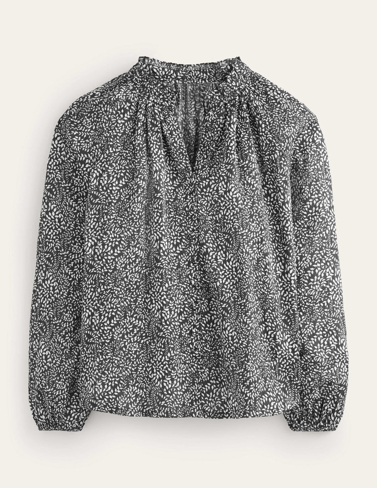 High-Neck Printed Top-Black, Pome Sprig - Image 5