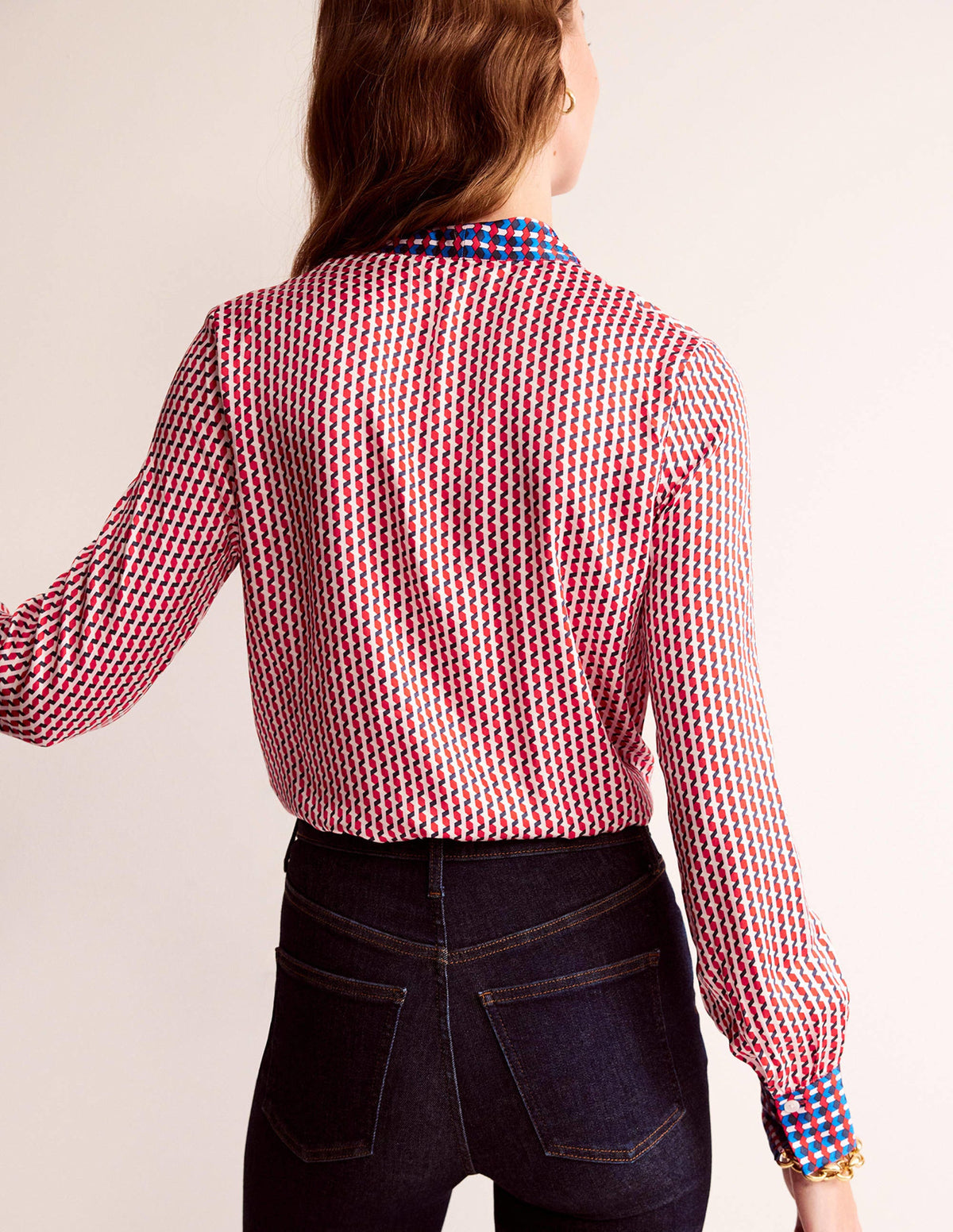 Weiche Bluse mit Schleife vorne-Pepperoni, Geo Daze - Image 3