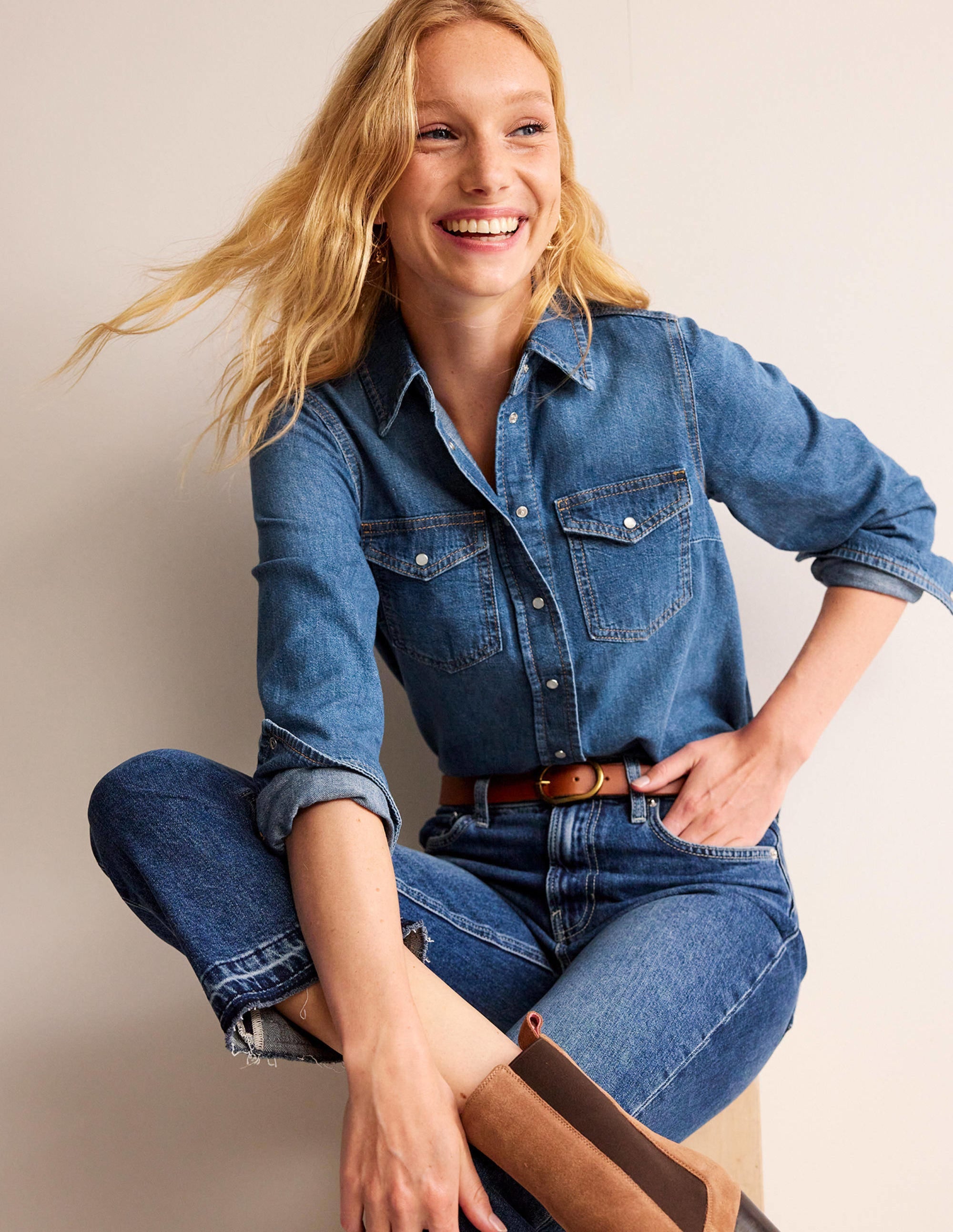 Gerade geschnittener Jeansrock-Denim - Image 1