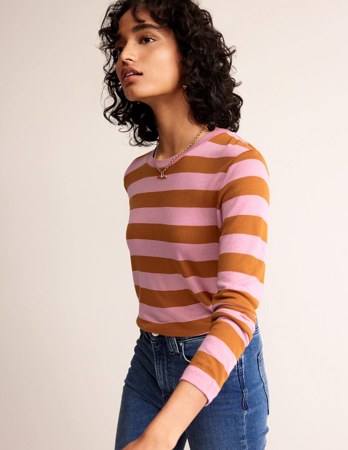 Tamsin langärmeliges Oberteil-Pink, Camel-1