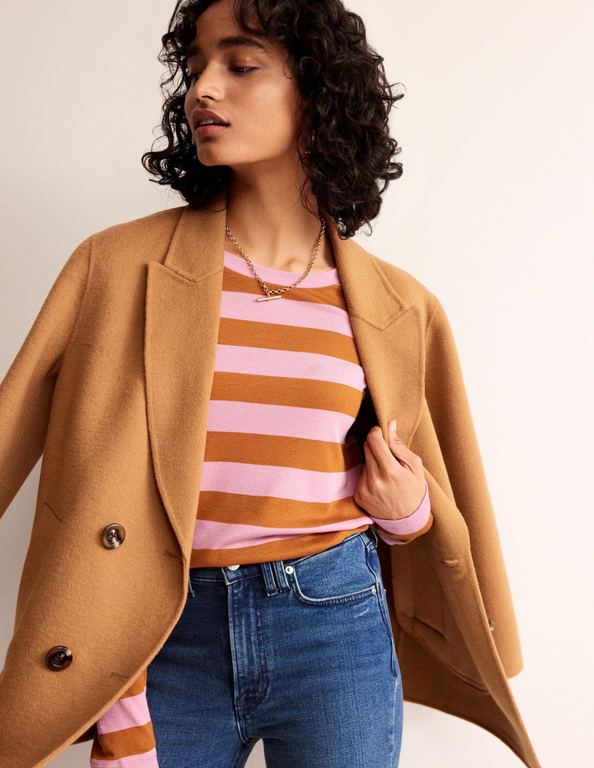 Tamsin langärmeliges Oberteil-Pink, Camel-4