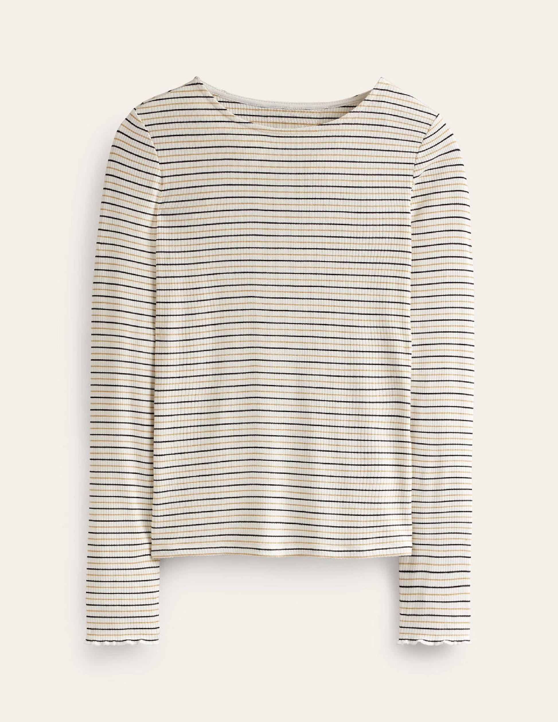 Long Sleeve Metallic Top-Ivory Stripe-5