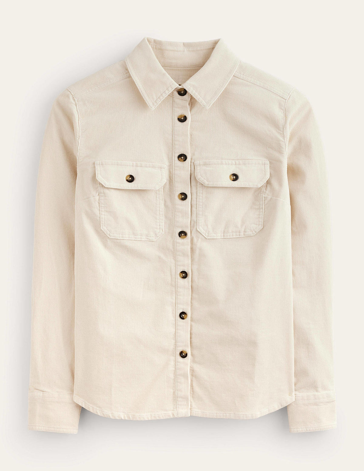 Chemise droite en velours côtelé-Vanille-6