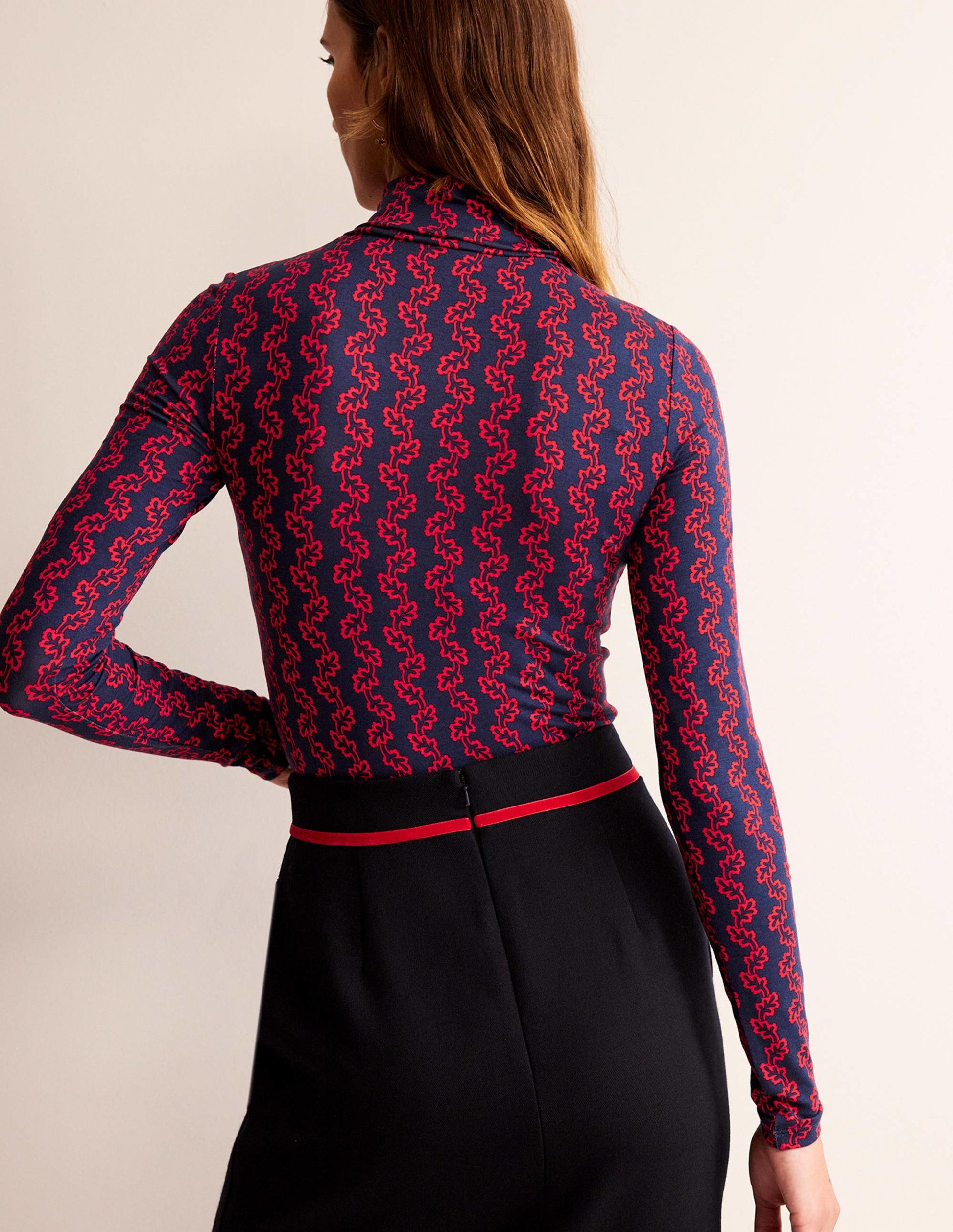 Polly Jersey Top-French Navy, Abstract Terrace-3