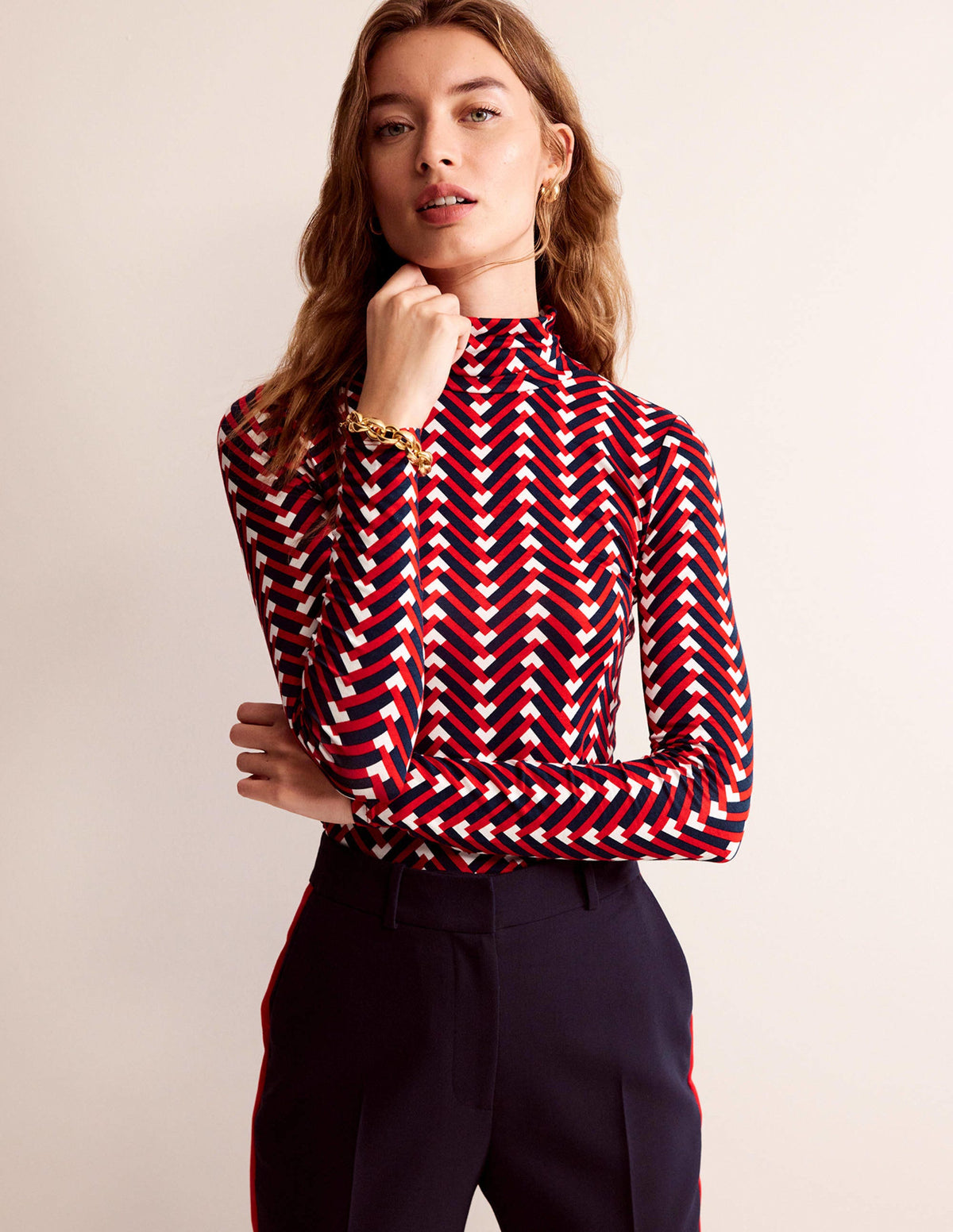Polly Jersey-Oberteil-Pepperoni, Chevron Geo-1