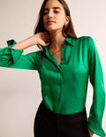 Chemise Saskia en satin-Vert viridian