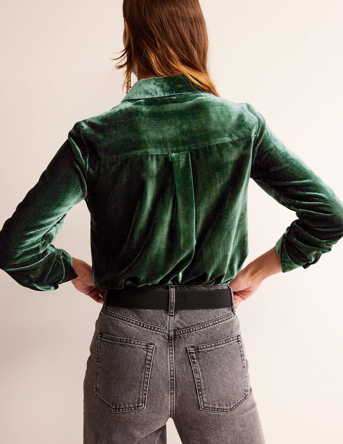 Sienna Velvet Shirt-Chatsworth Green - Image 3