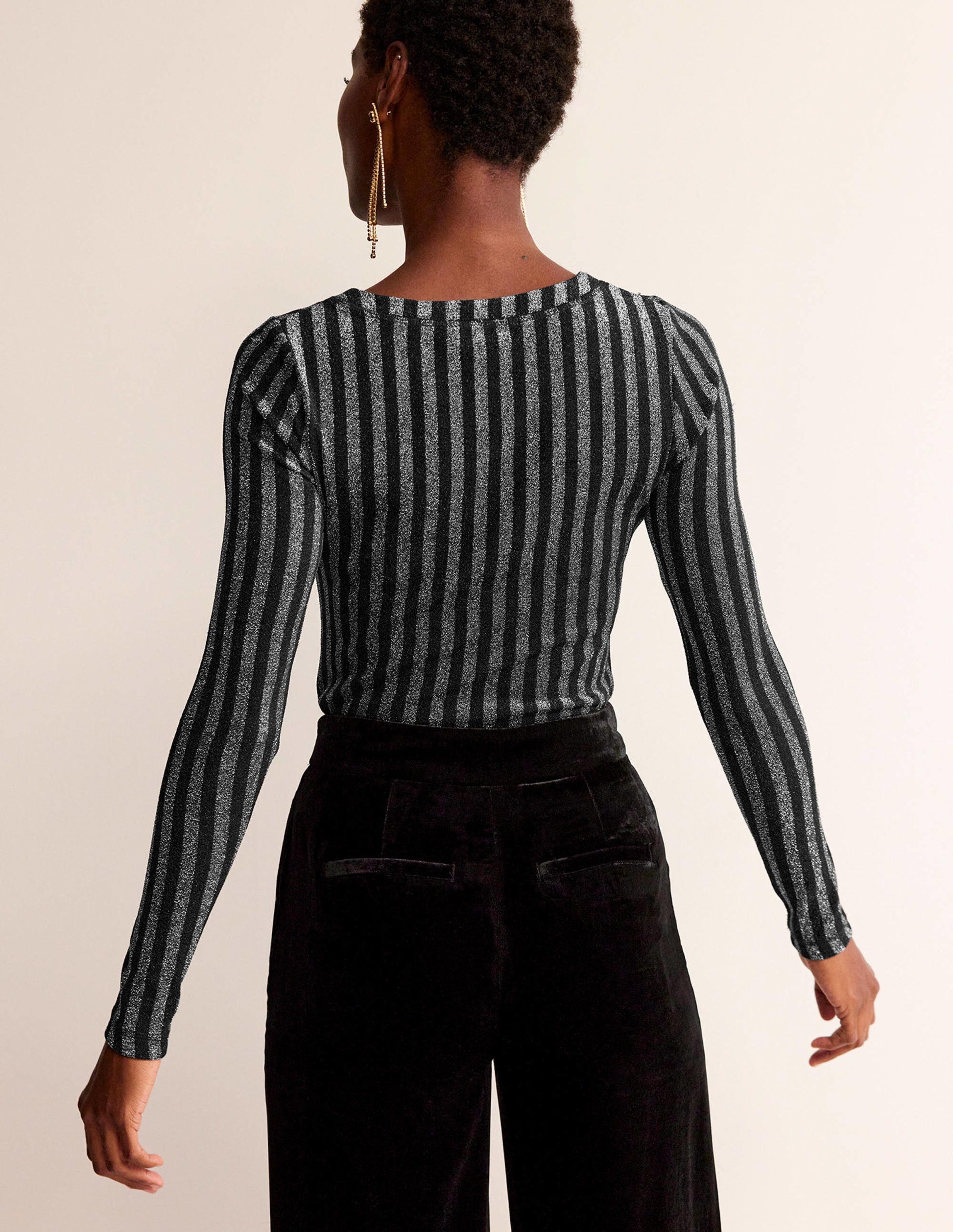 Mia Metallic-Oberteil-Schwarz, Silber-3