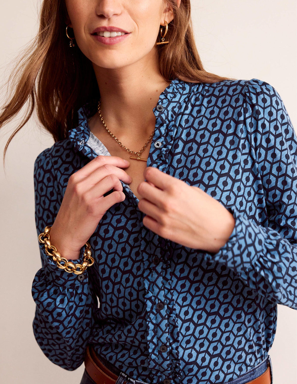 Caroline Jersey-Hemd-Azurblau, Reverie - Image 2