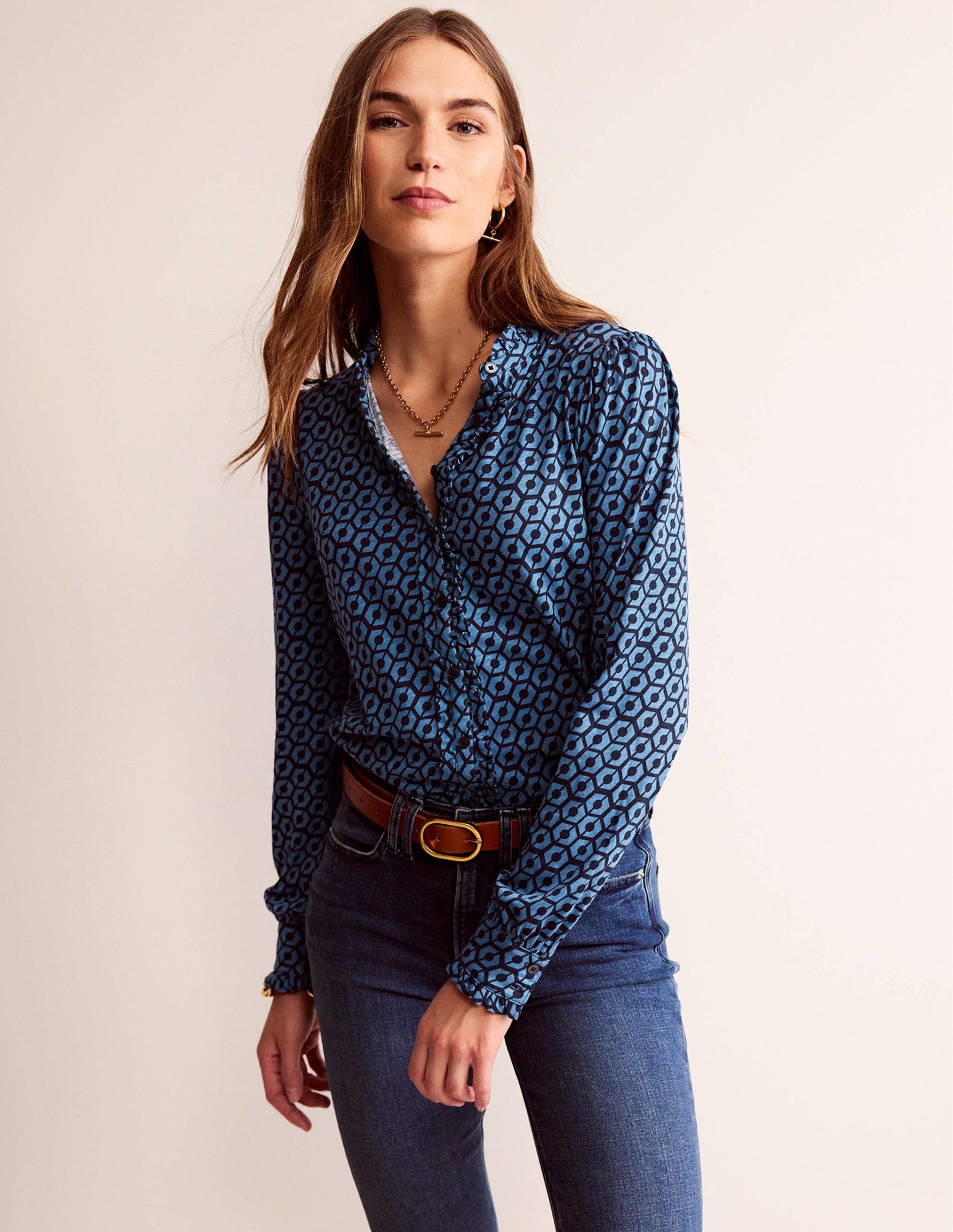 Caroline Jersey-Hemd-Azurblau, Reverie-4