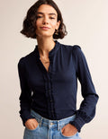 Caroline Jersey-Hemd-Marineblau