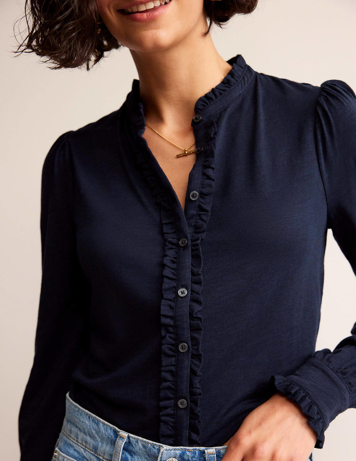 Caroline Jersey-Hemd-Marineblau - Image 2