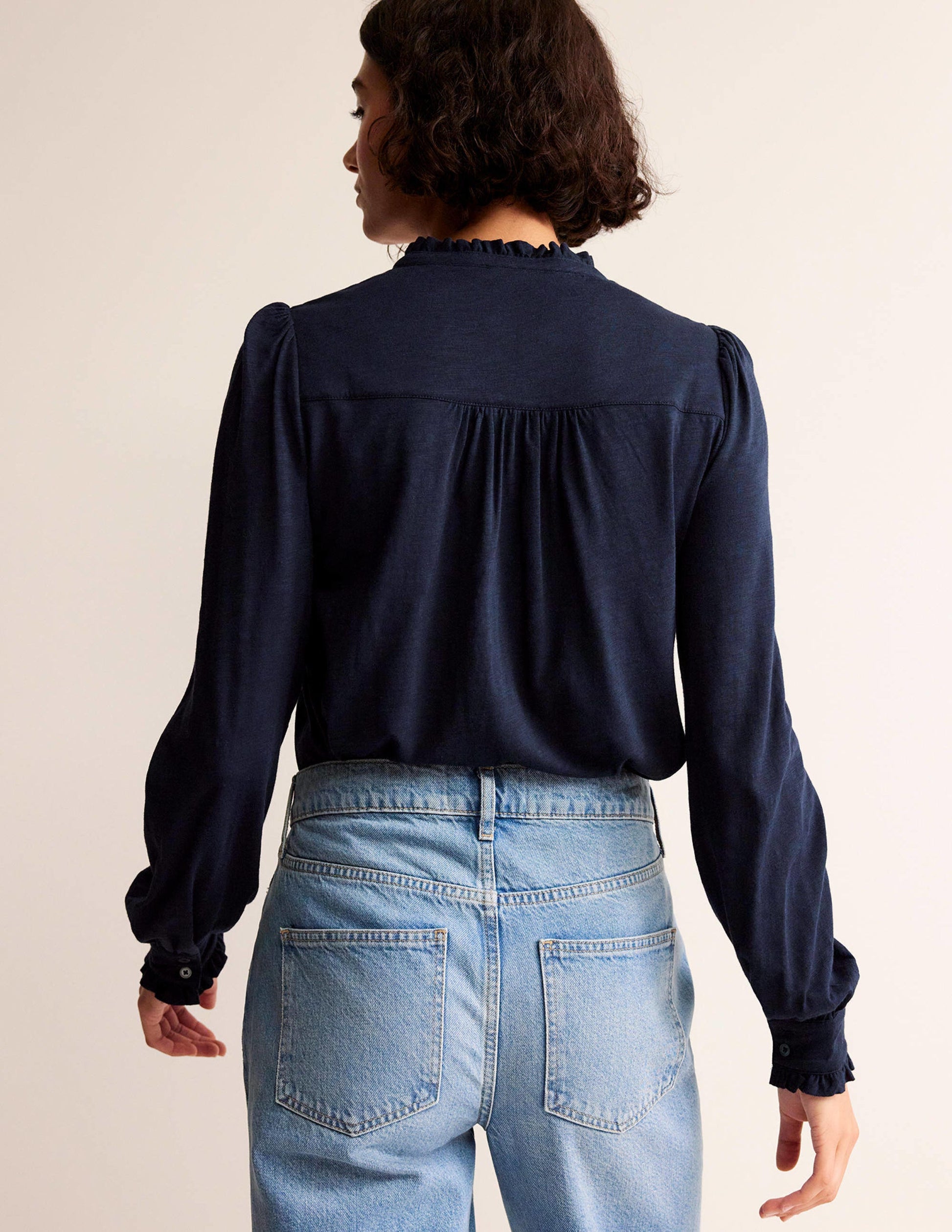 Caroline Jersey-Hemd-Marineblau-3