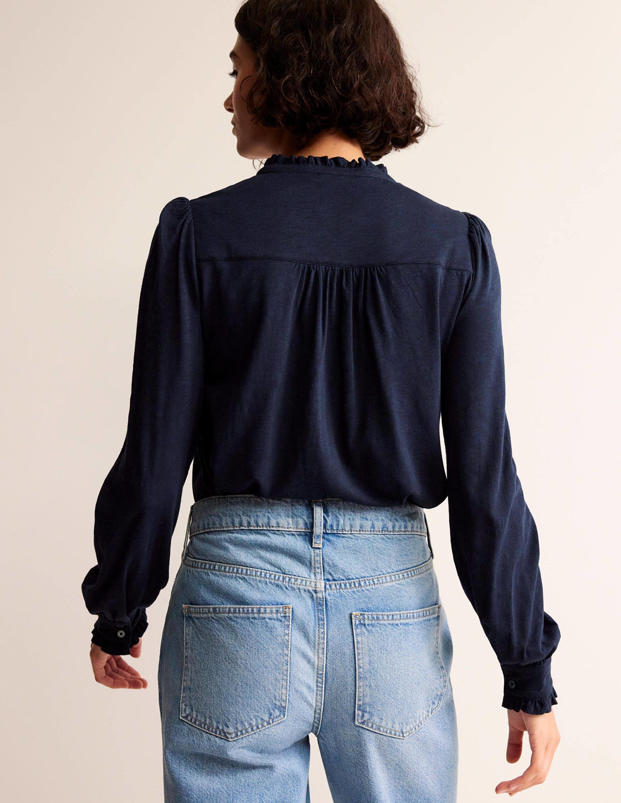 Caroline Jersey-Hemd-Marineblau - Image 3
