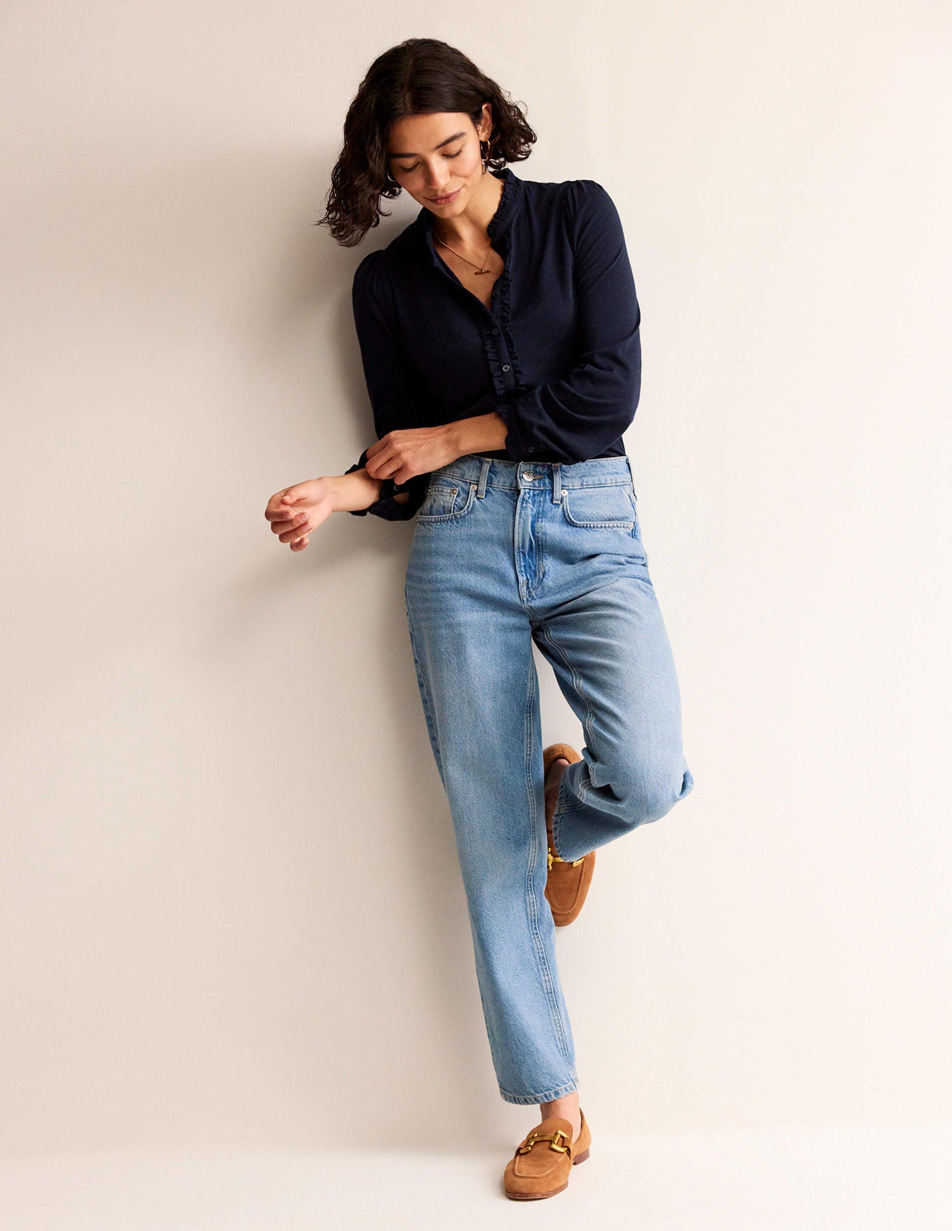 Caroline Jersey-Hemd-Marineblau-4