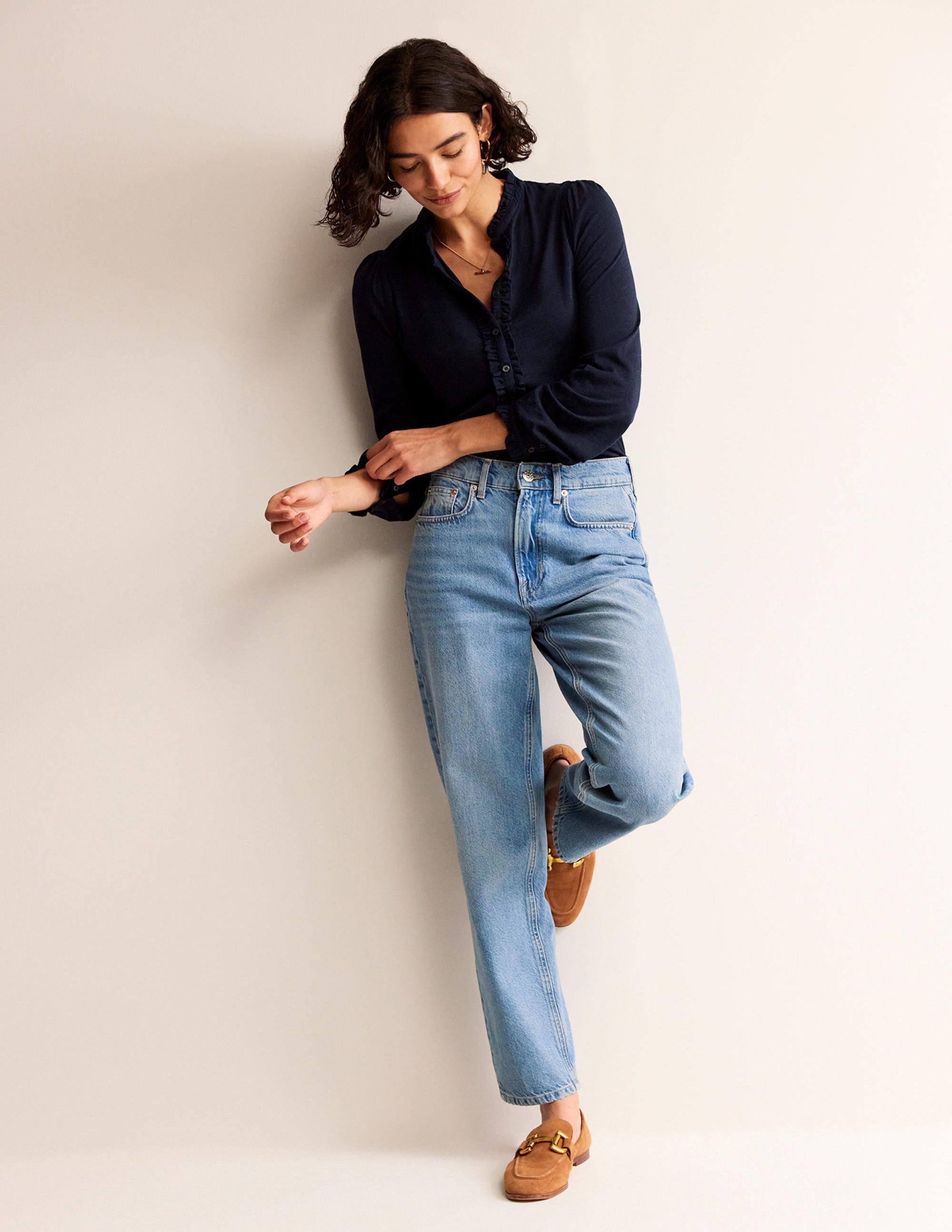 Caroline Jersey-Hemd-Marineblau - Image 4