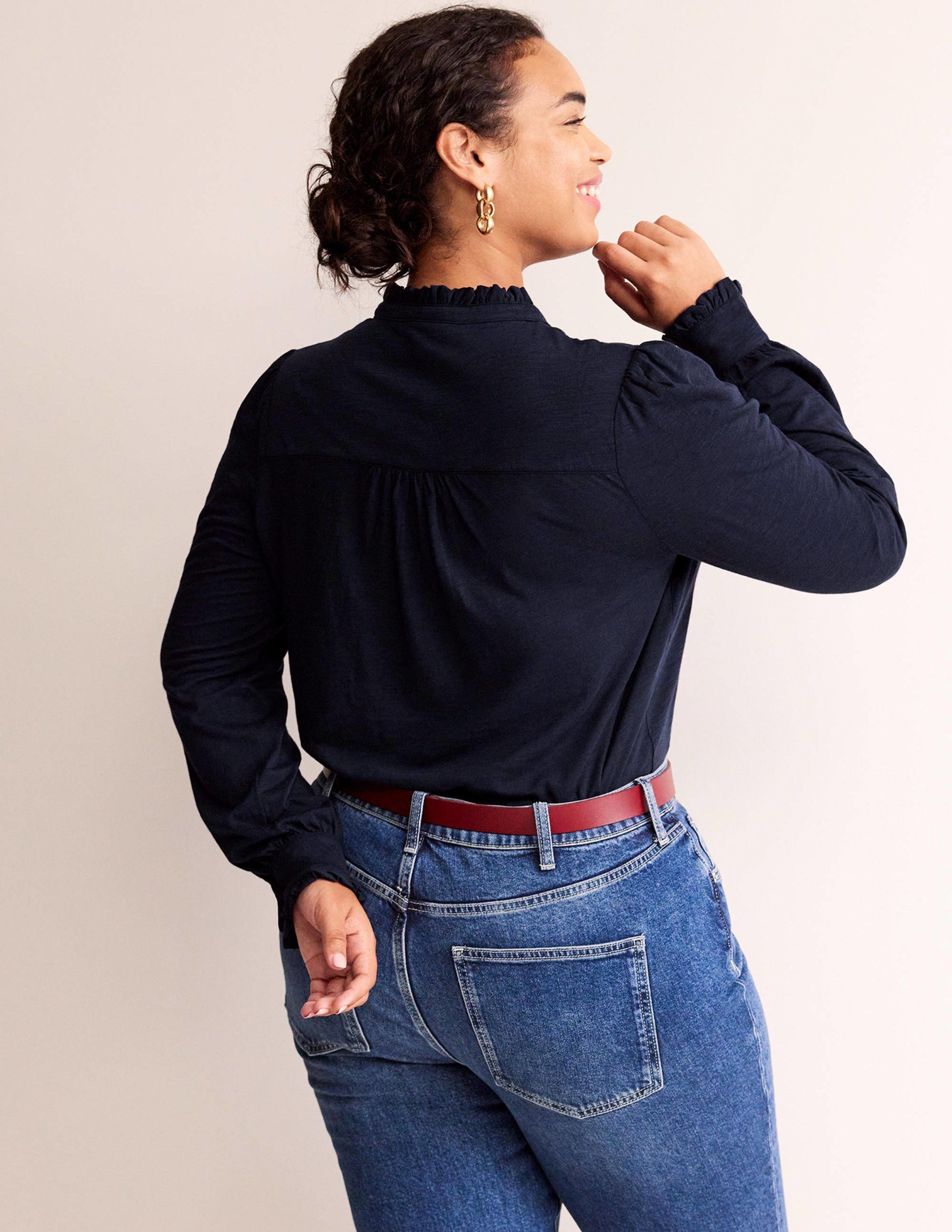 Caroline Jersey-Hemd-Marineblau-6