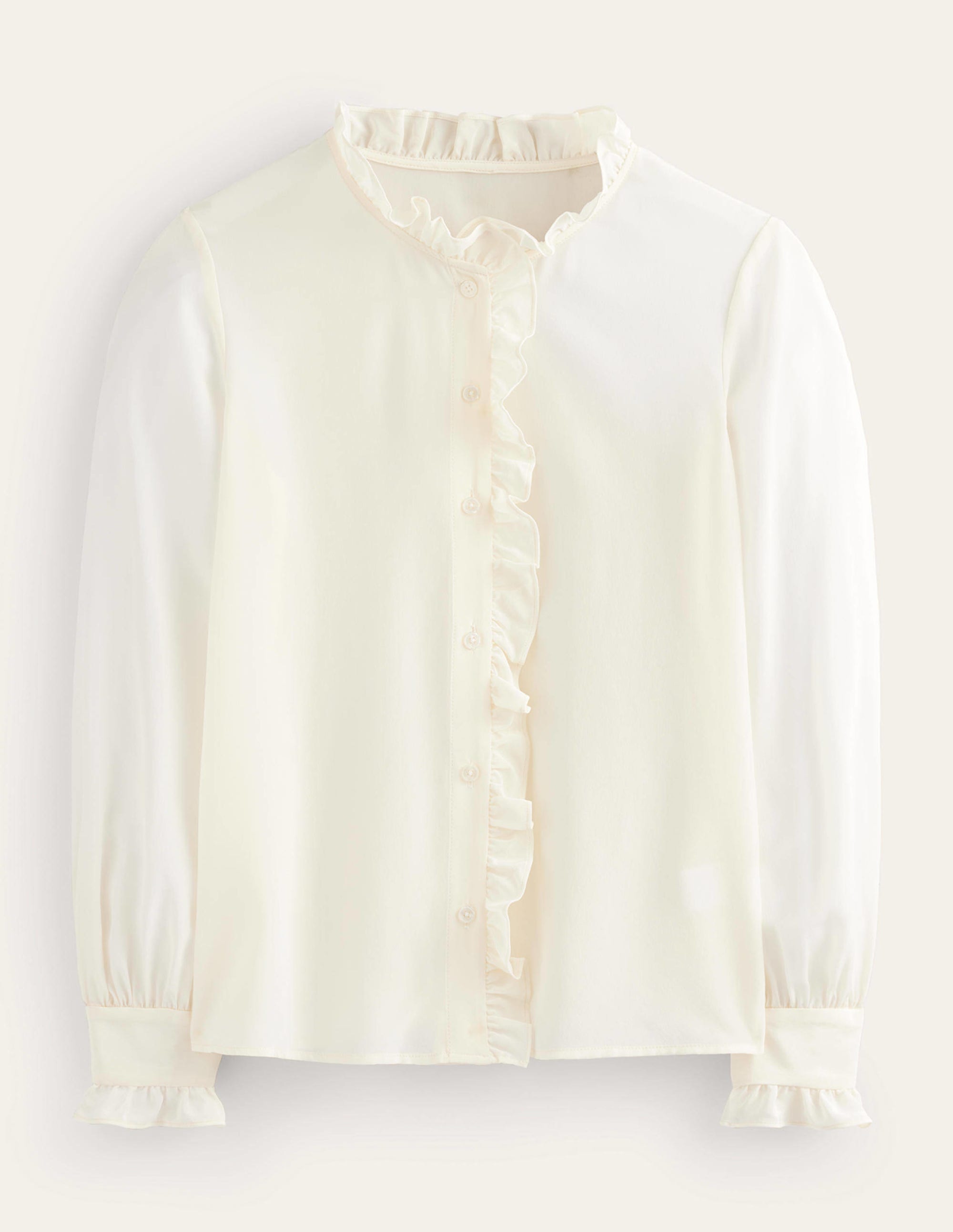 Seidenbluse mit Rüschenkragen-Naturweiß - Image 7
