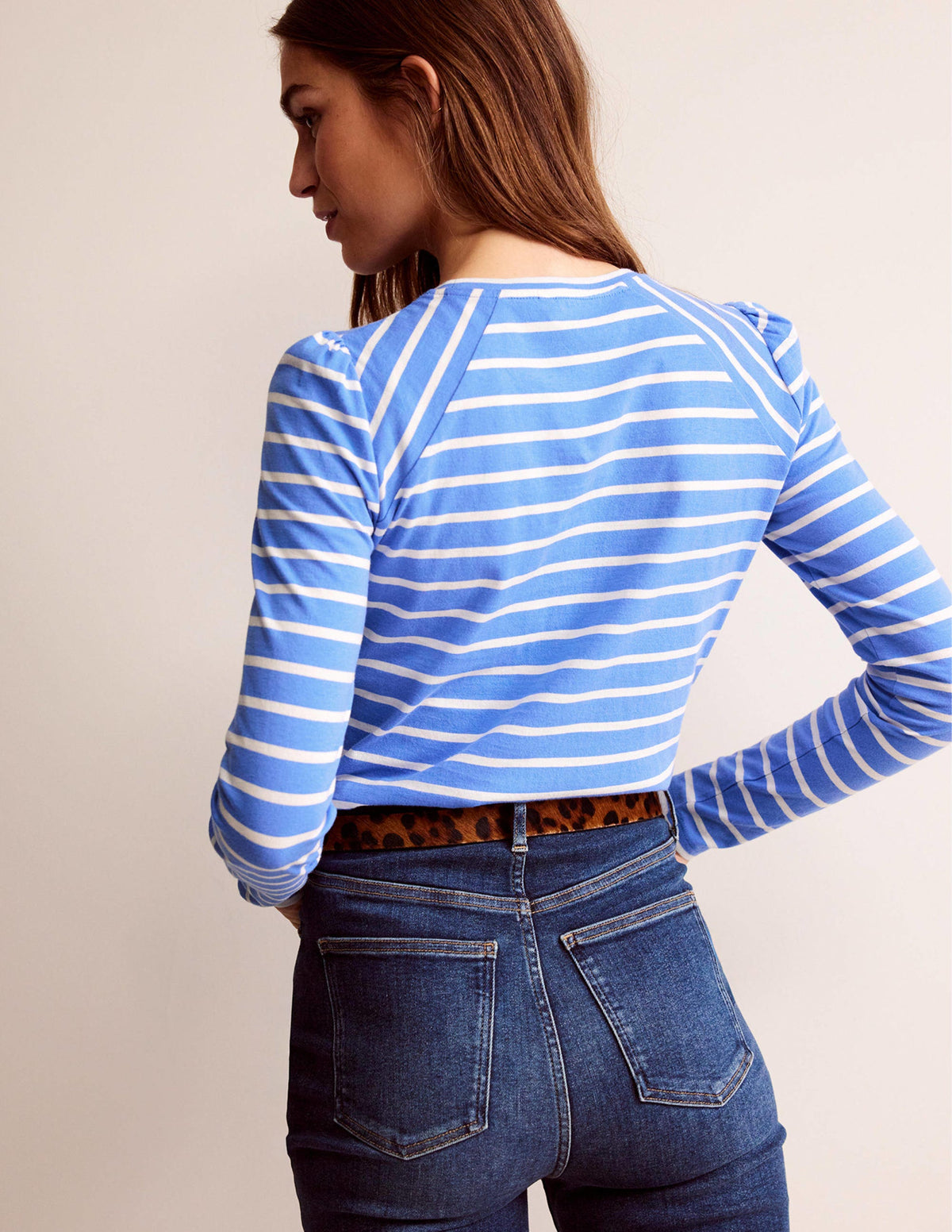 Arabella Stripe T-Shirt-Marina, Ivory-3