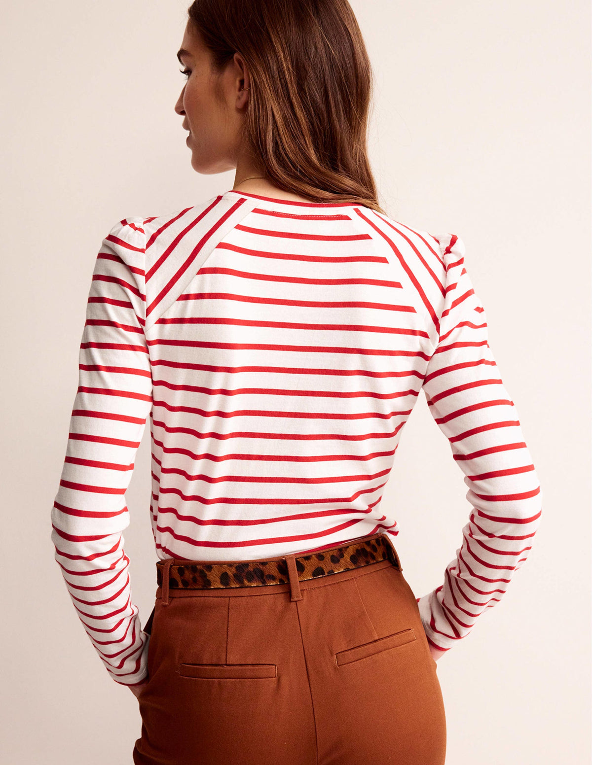 Arabella Gestreiftes T-Shirt-Pepperoni, Naturweiß-3