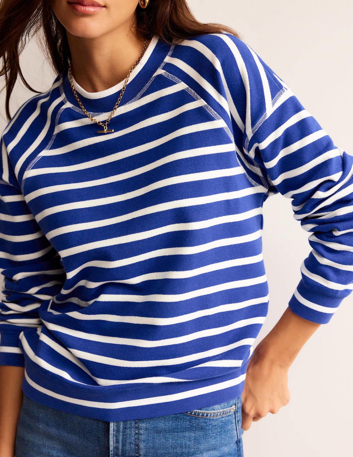 Gestreiftes Raglan-Sweatshirt-Surf The Web, Naturweiß - Image 2