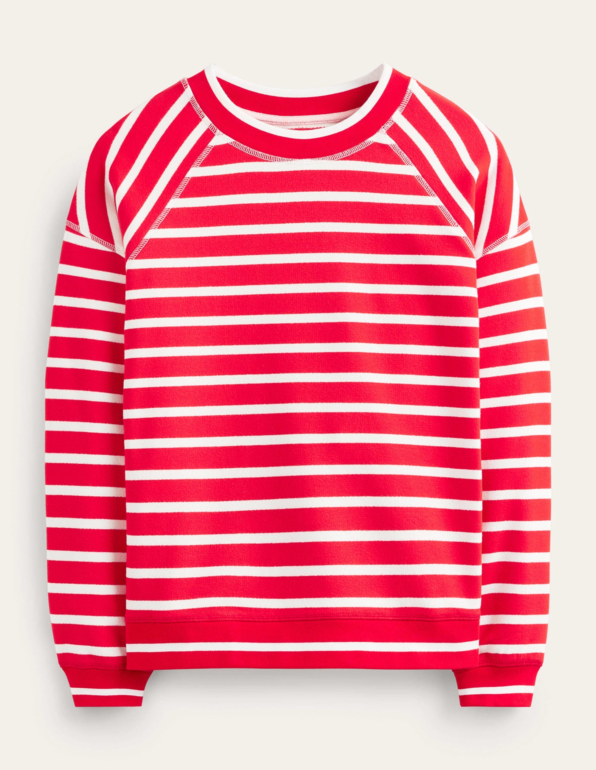 Gestreiftes Raglan-Sweatshirt-Rot, Naturweiß - Image 6
