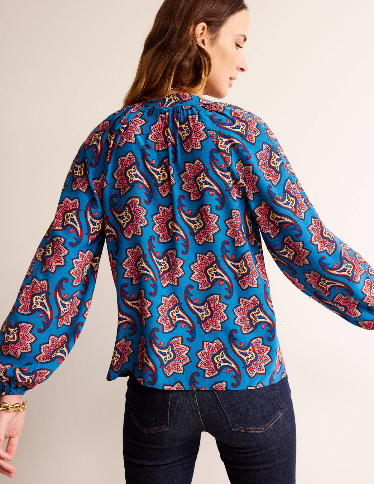 Raglan-Oberteil mit Bordürenmuster-Blau, Paisley-Amaryllis-3