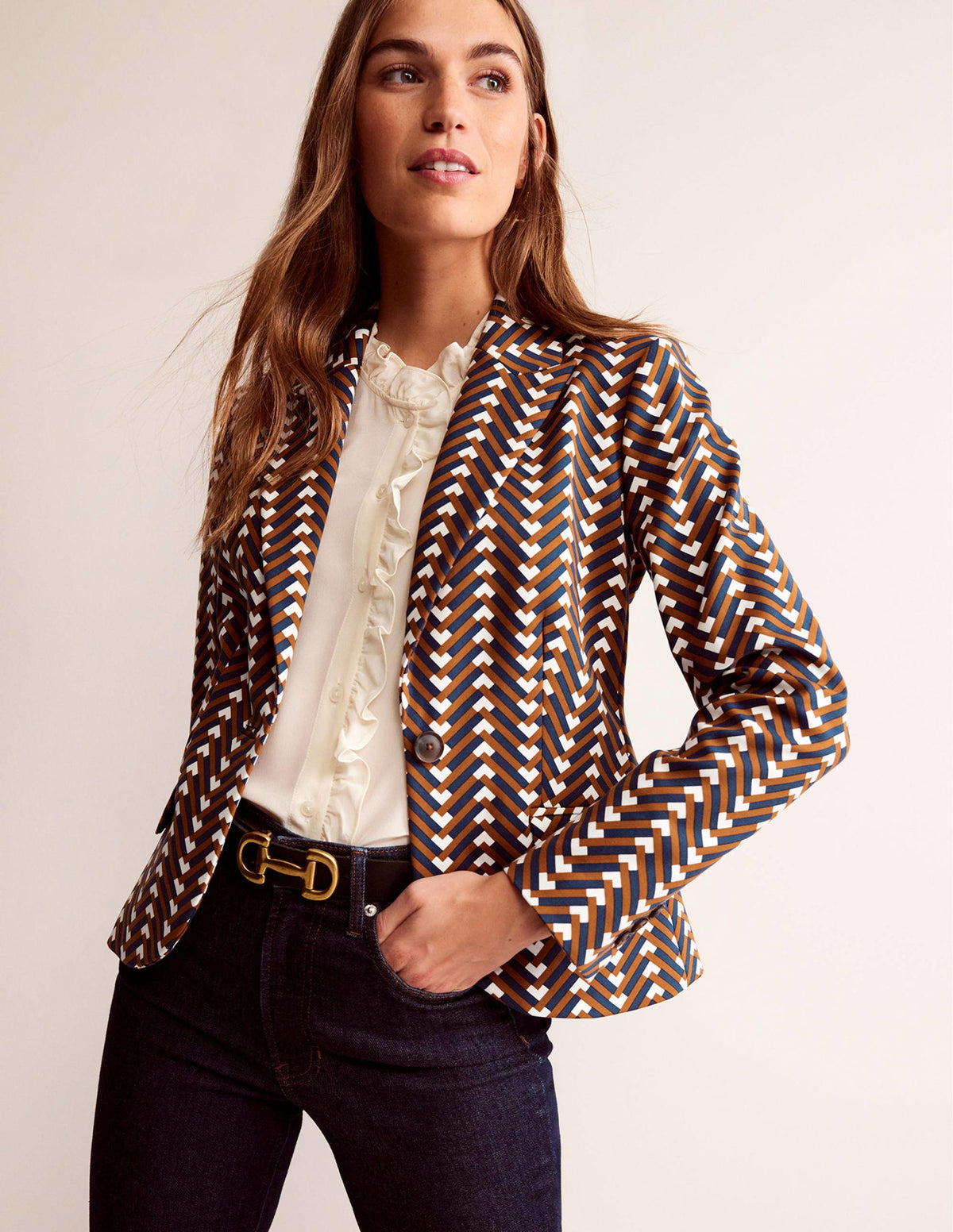 Der Canonbury Blazer mit Muster-Kürbis, Chevron Geo - Image 4