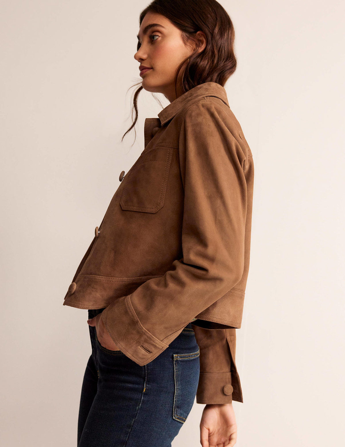 Jacke aus Veloursleder mit Kragen-Raue Umbra - Image 4