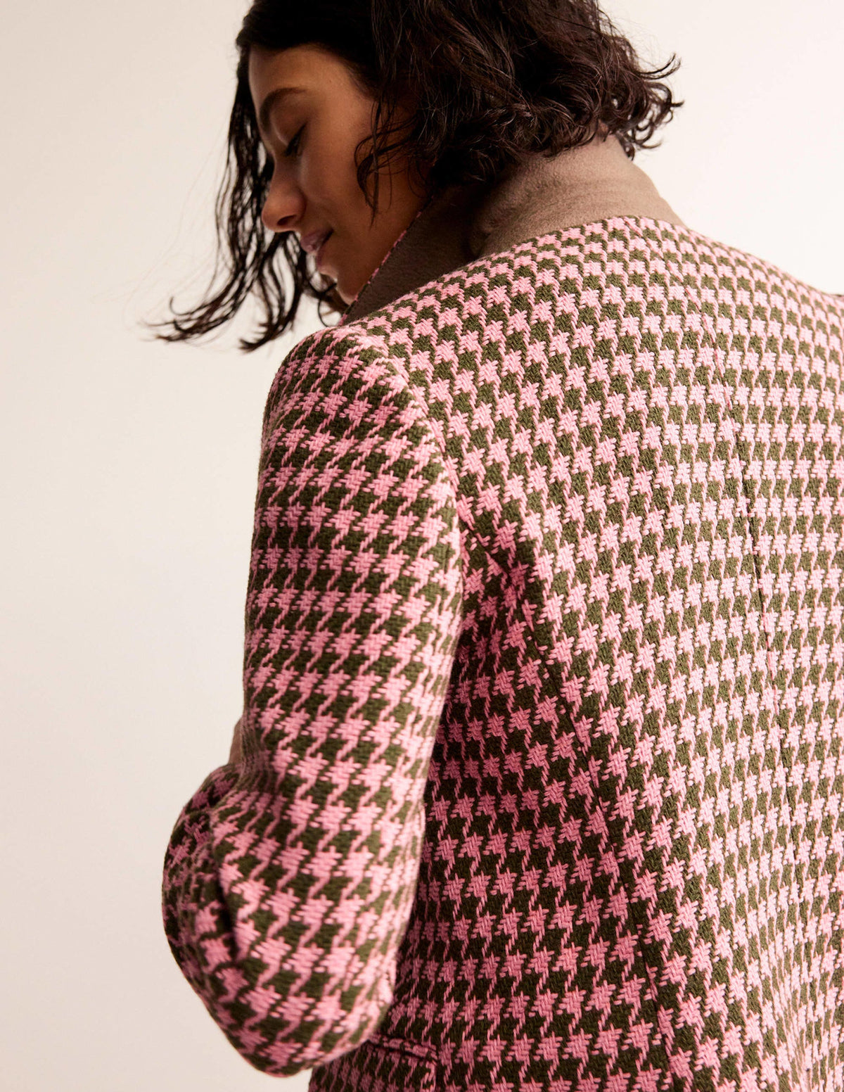 Canterbury Interest-Mantel-Pink und Khaki Hahnentritt-2