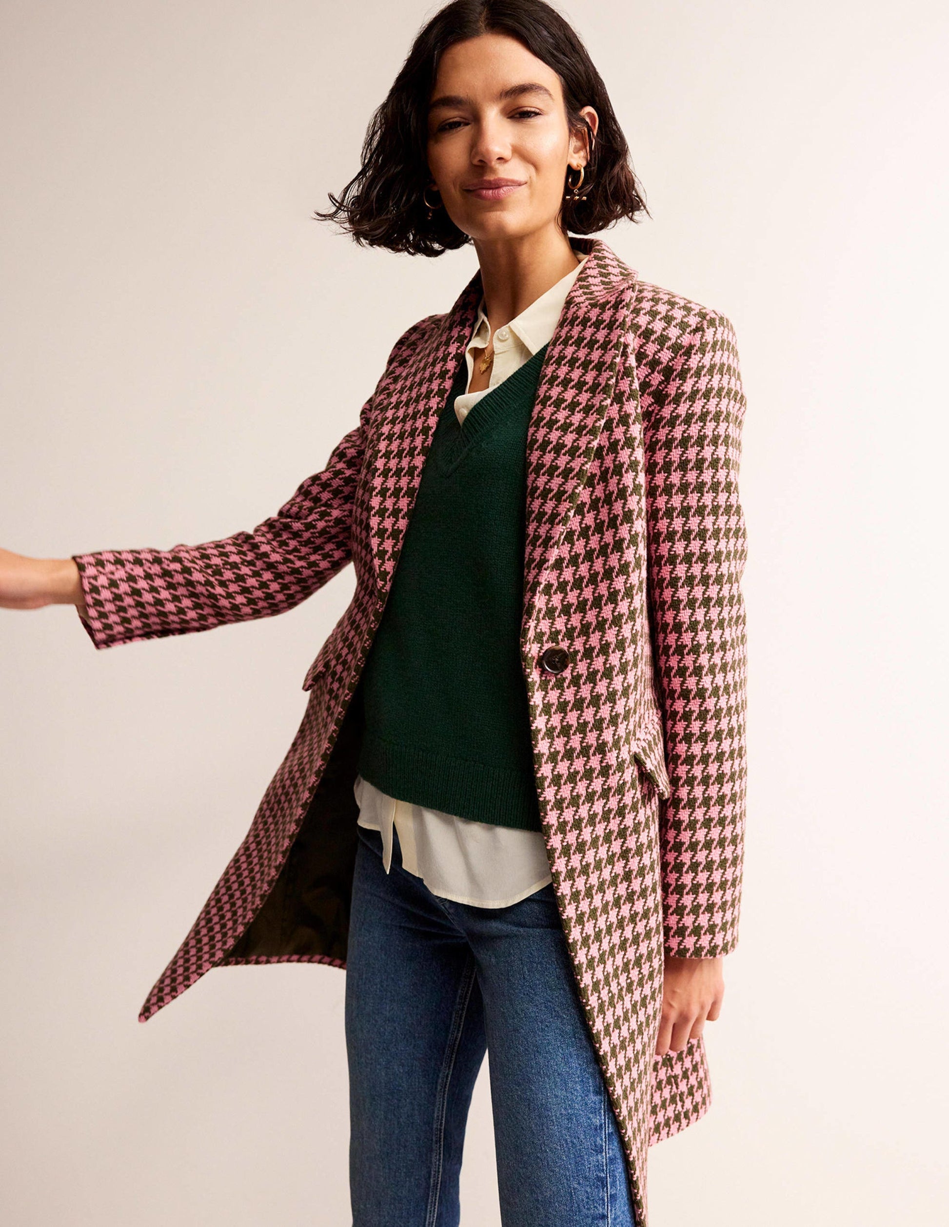Canterbury Interest-Mantel-Pink und Khaki Hahnentritt-4