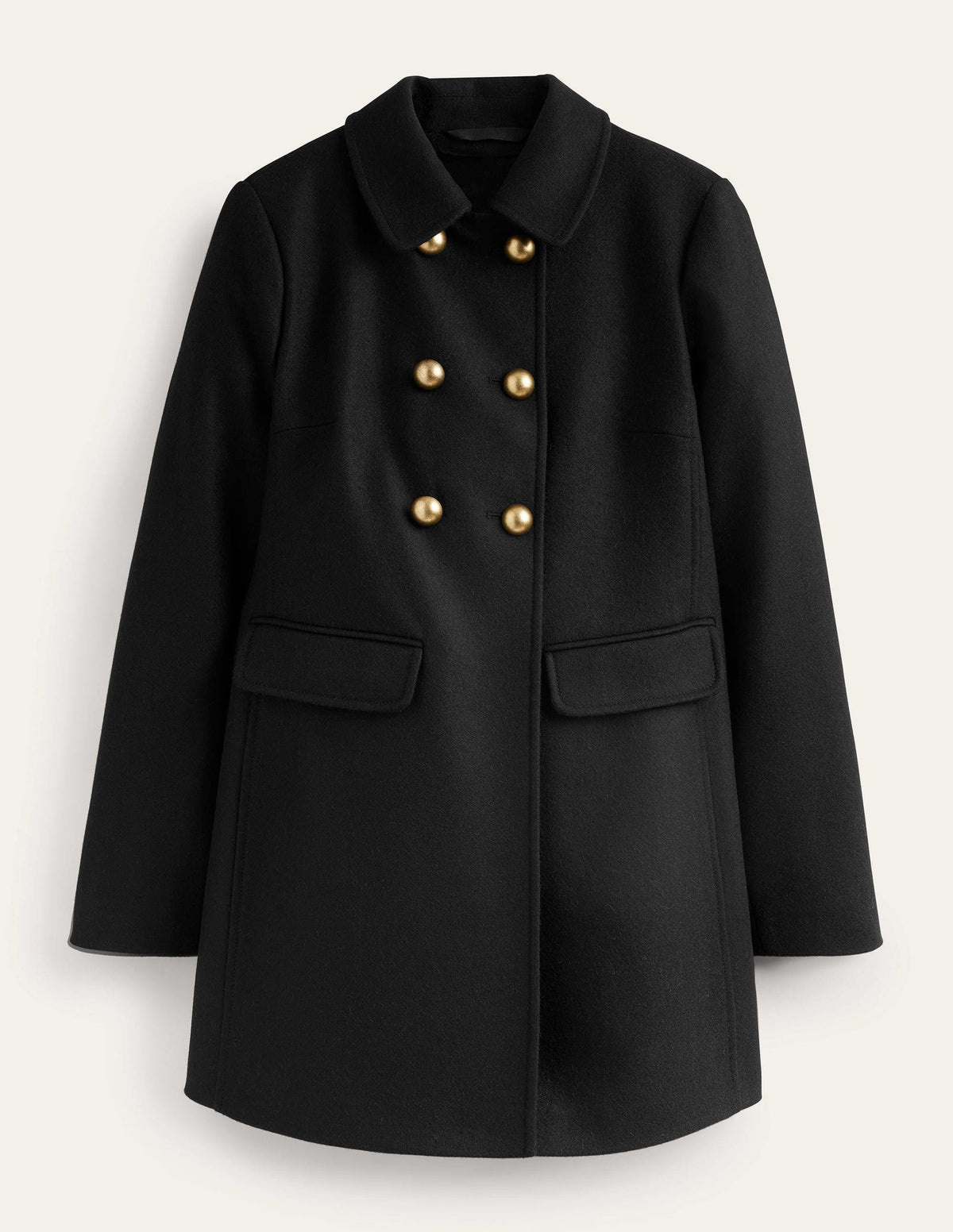 Double-Breasted Wool Coat-Black - Image 5