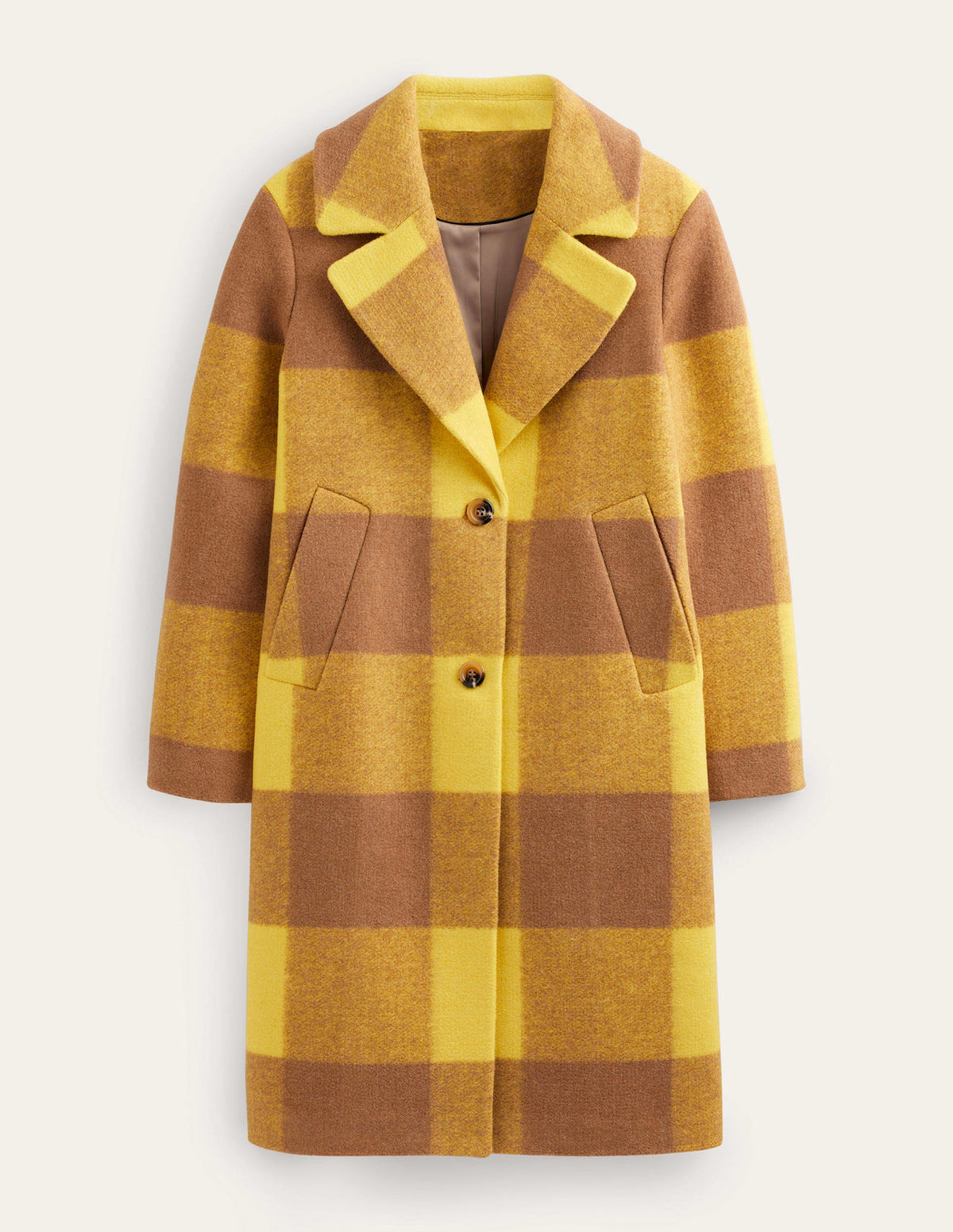 Manteau décontracté en laine à carreaux-Carreaux jaunes - Image 7