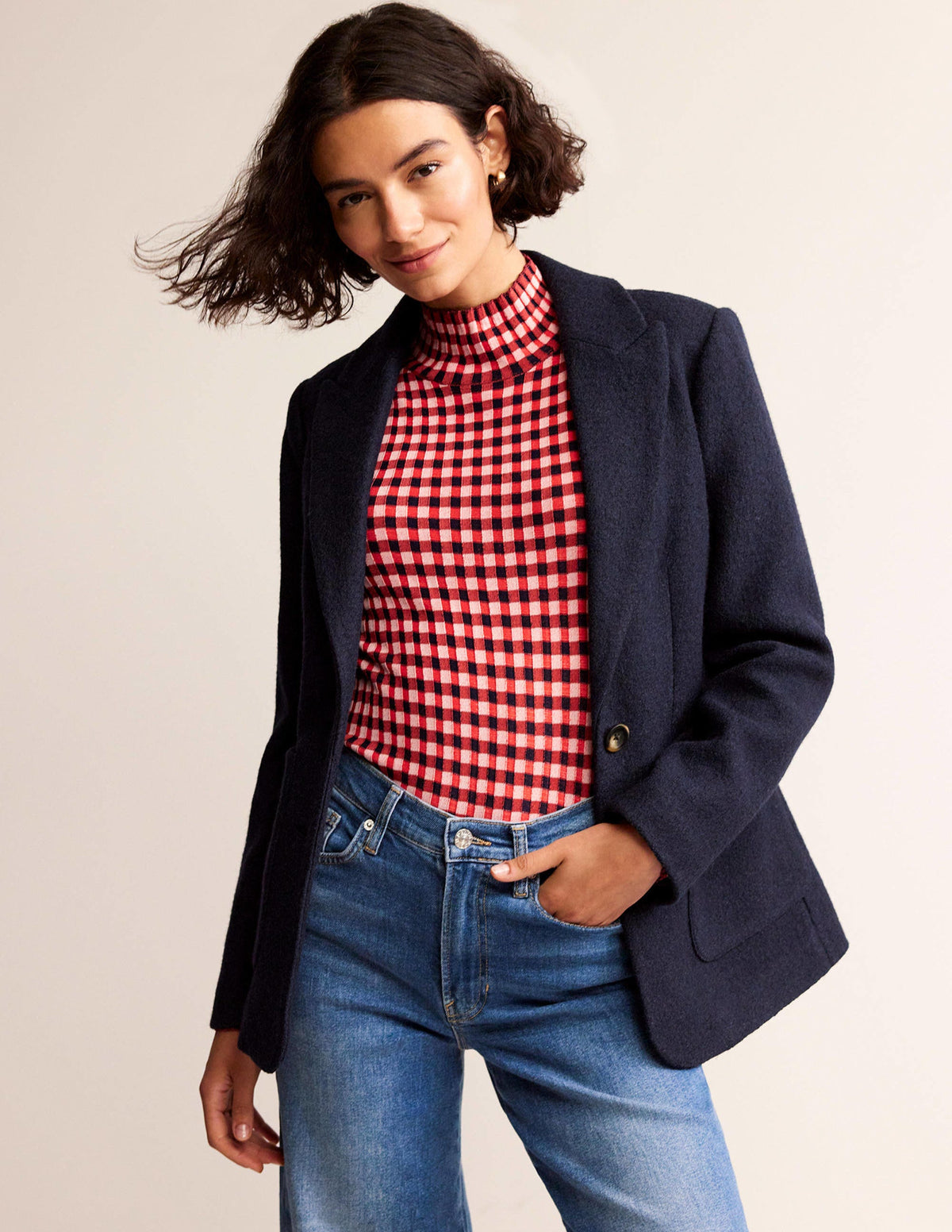 Marylebone Textured Blazer-Navy-1