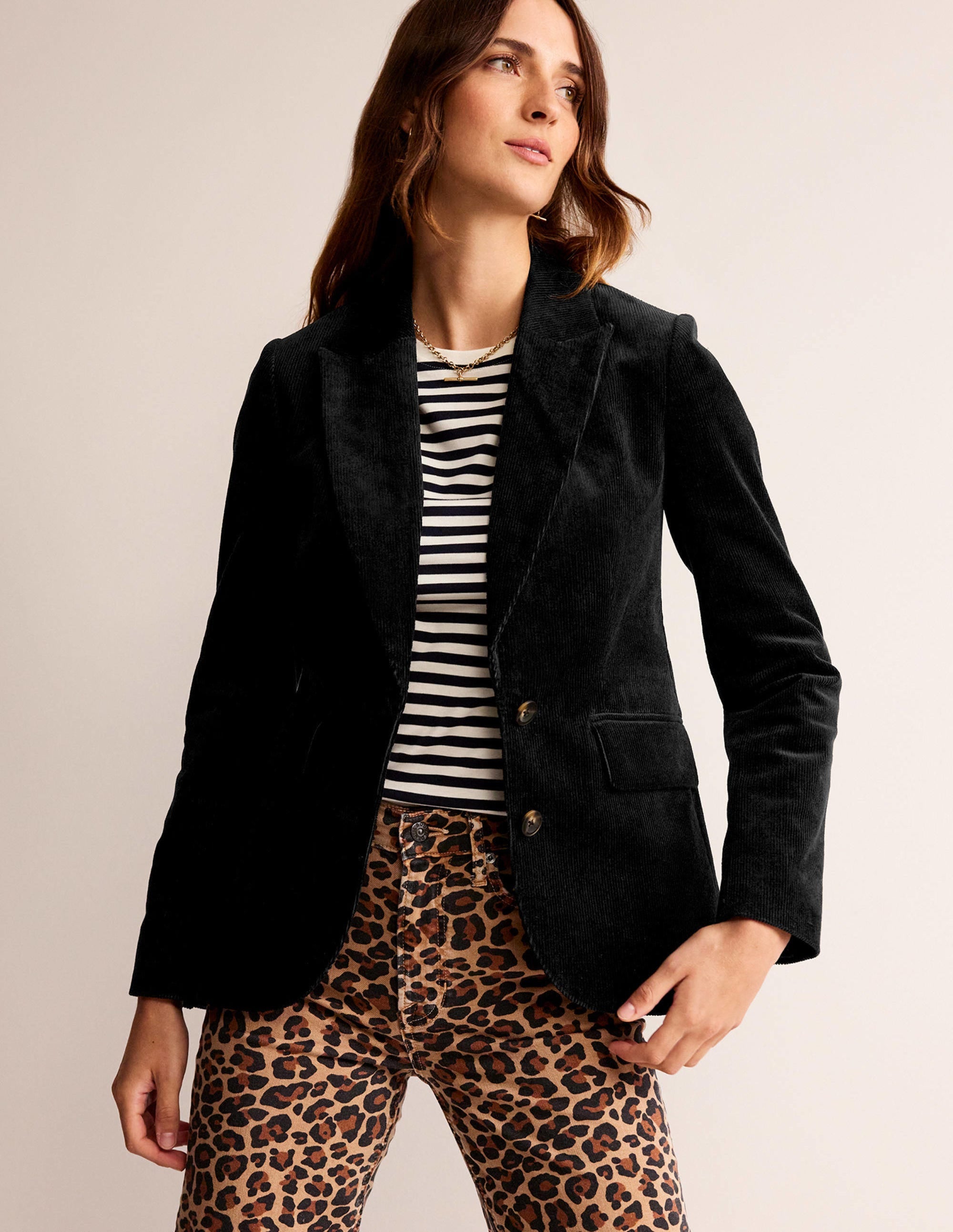 Marylebone Cord Blazer-Black - Image 1