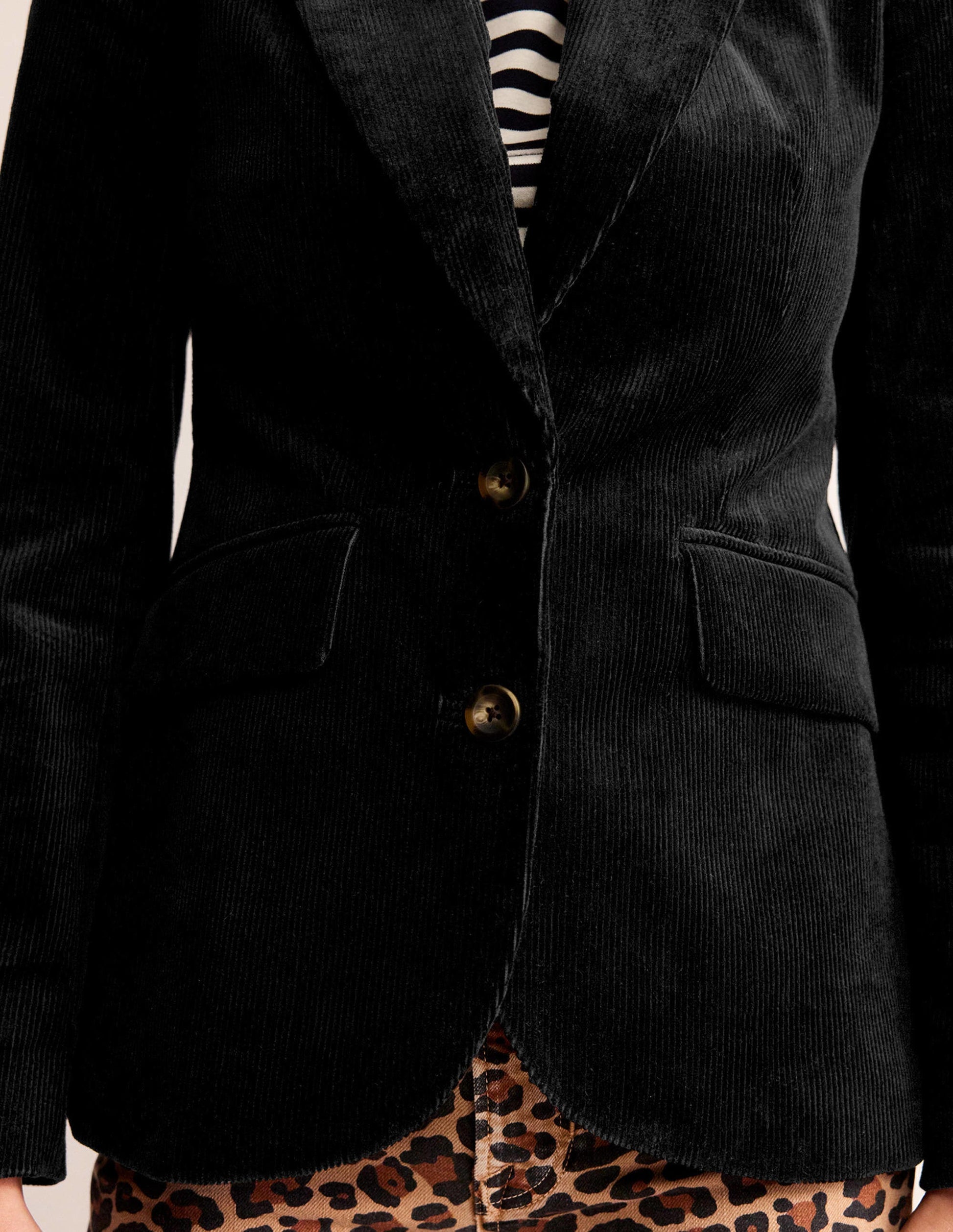 Marylebone Cord Blazer-Black-2