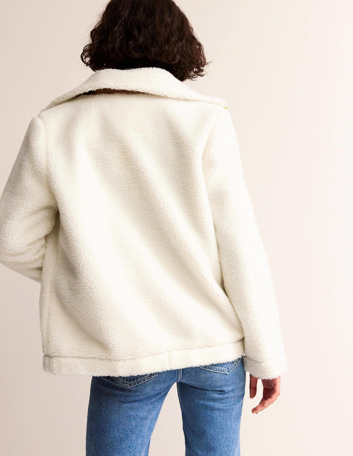 Borg-Jacke mit Trichterkragen-Naturweiß, Metallic - Image 3