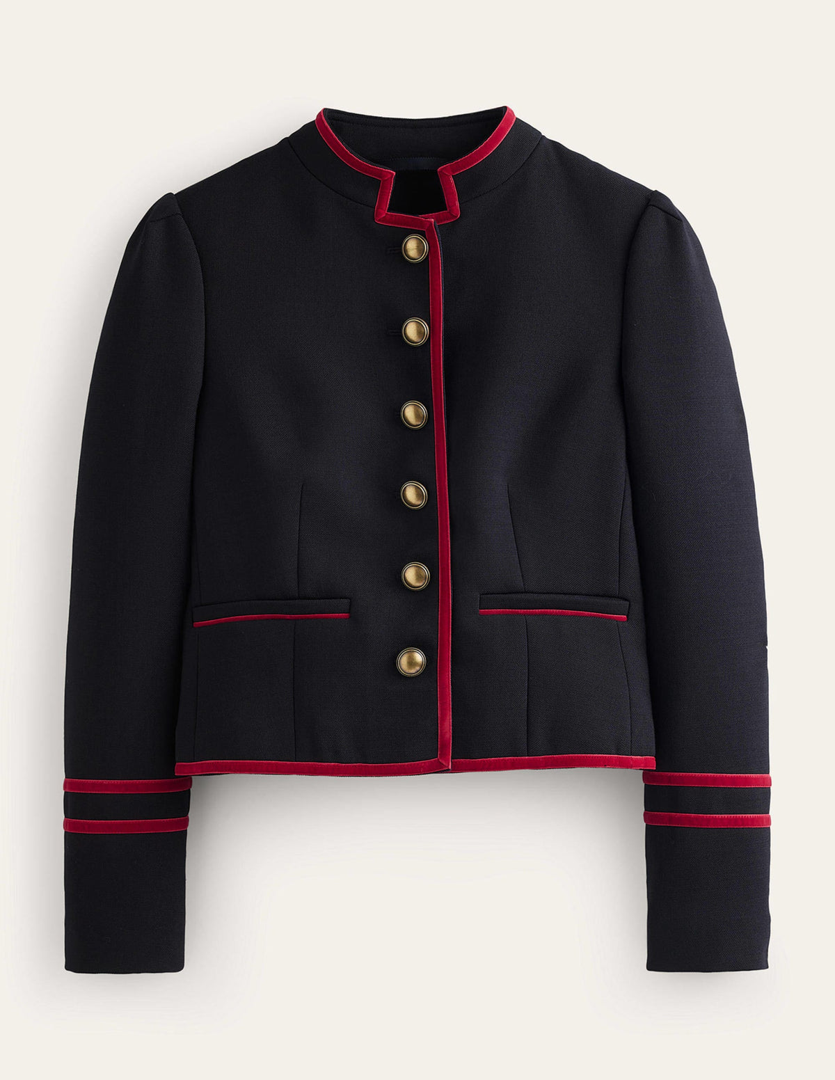 Veste Cambridge style militaire-Bleu marine foncé, détails rouge - Image 8